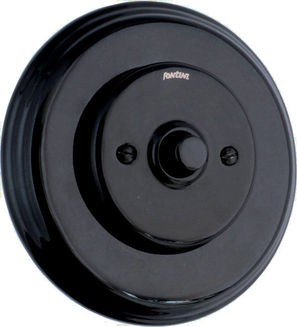 Black Porcelain Single Push Button Dimmer Switch - Perfect for Home Lighting Control in Living Room, Bedroom, or Office