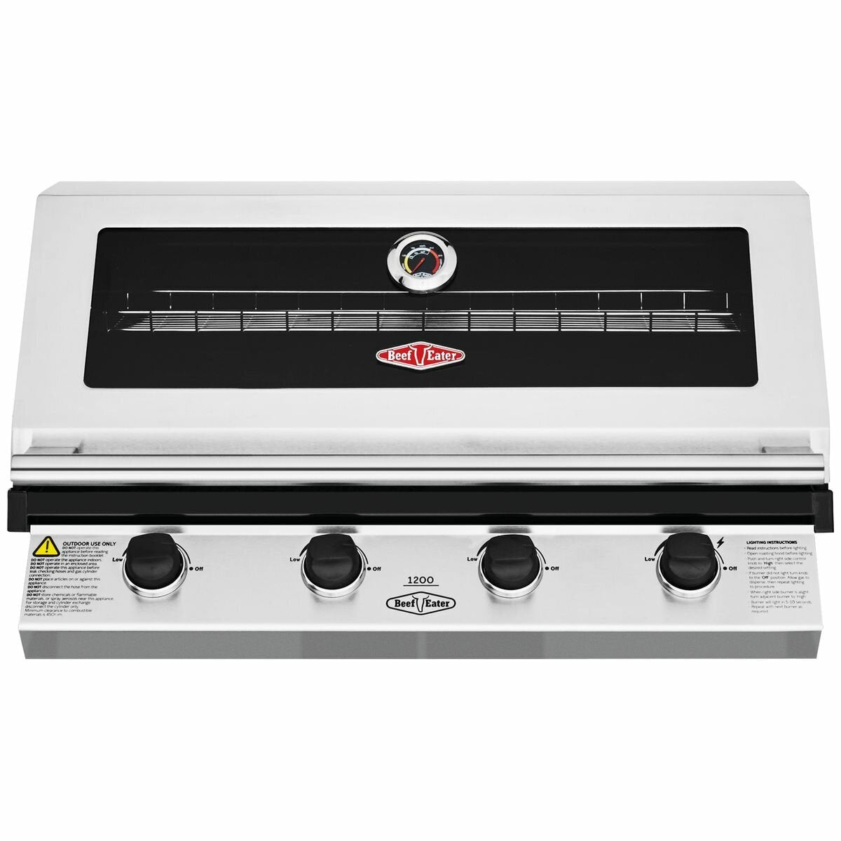 Beefeater 1200 Series 4 Burner LPG Built-In BBQ Grill BBG1240SB - Perfect for Outdoor Cooking, Backyard Parties, and Family Gatherings