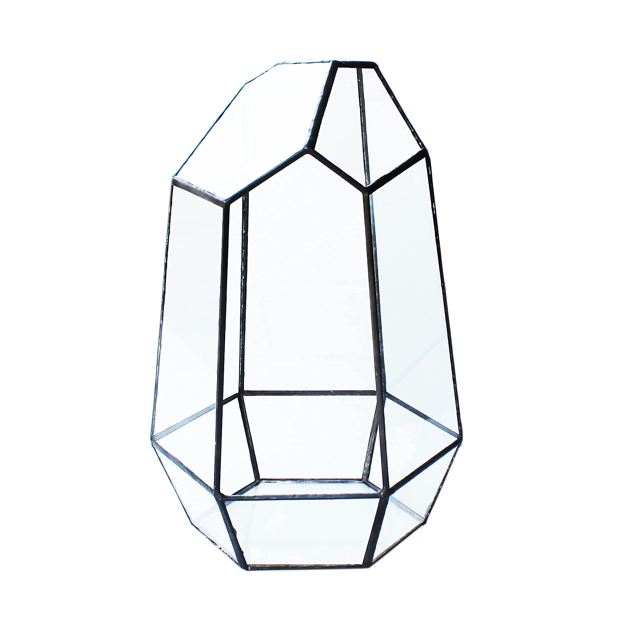 Geometric Glass Terrarium Planter for Cacti & Succulents - Irregular Tabletop Container (6.5x5.7x9.8 Inches) - Modern Home, Office & Garden Decor - Perfect for Indoor Plants, Desk Decor & Gift Ideas