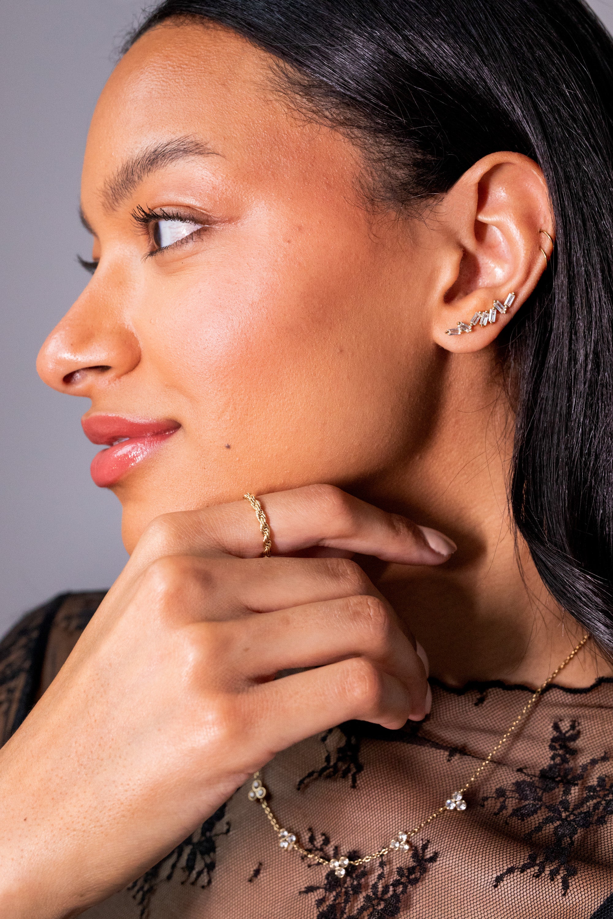 Sparkling Crystal Baguette Crawler Earrings for Women - Elegant Dangle Earrings for Parties, Weddings & Special Occasions