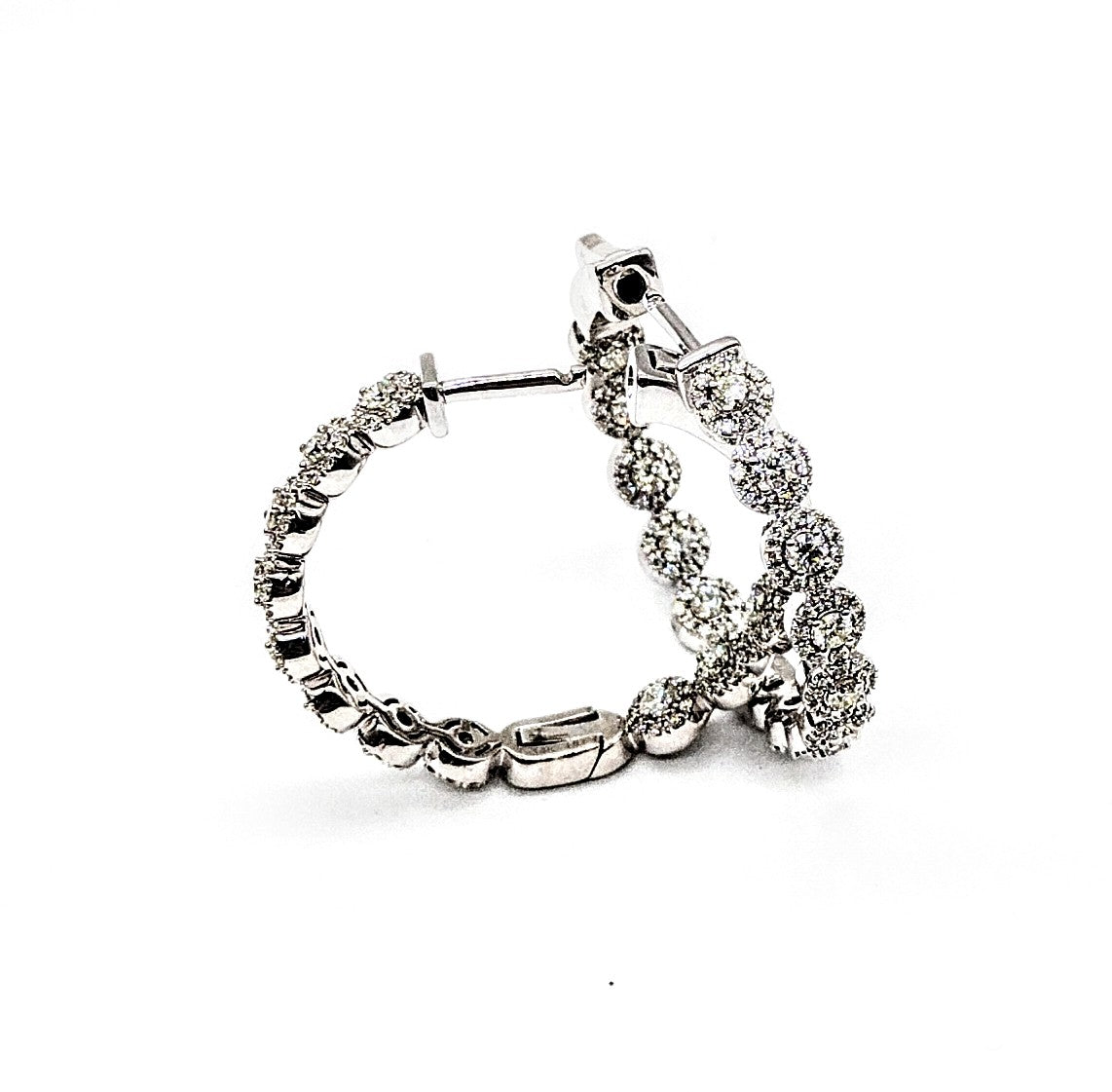 Diamond In and Out Hoop Earrings for Women - 14K Gold Plated Hypoallergenic Hoops - Perfect for Everyday Wear, Parties & Gifts