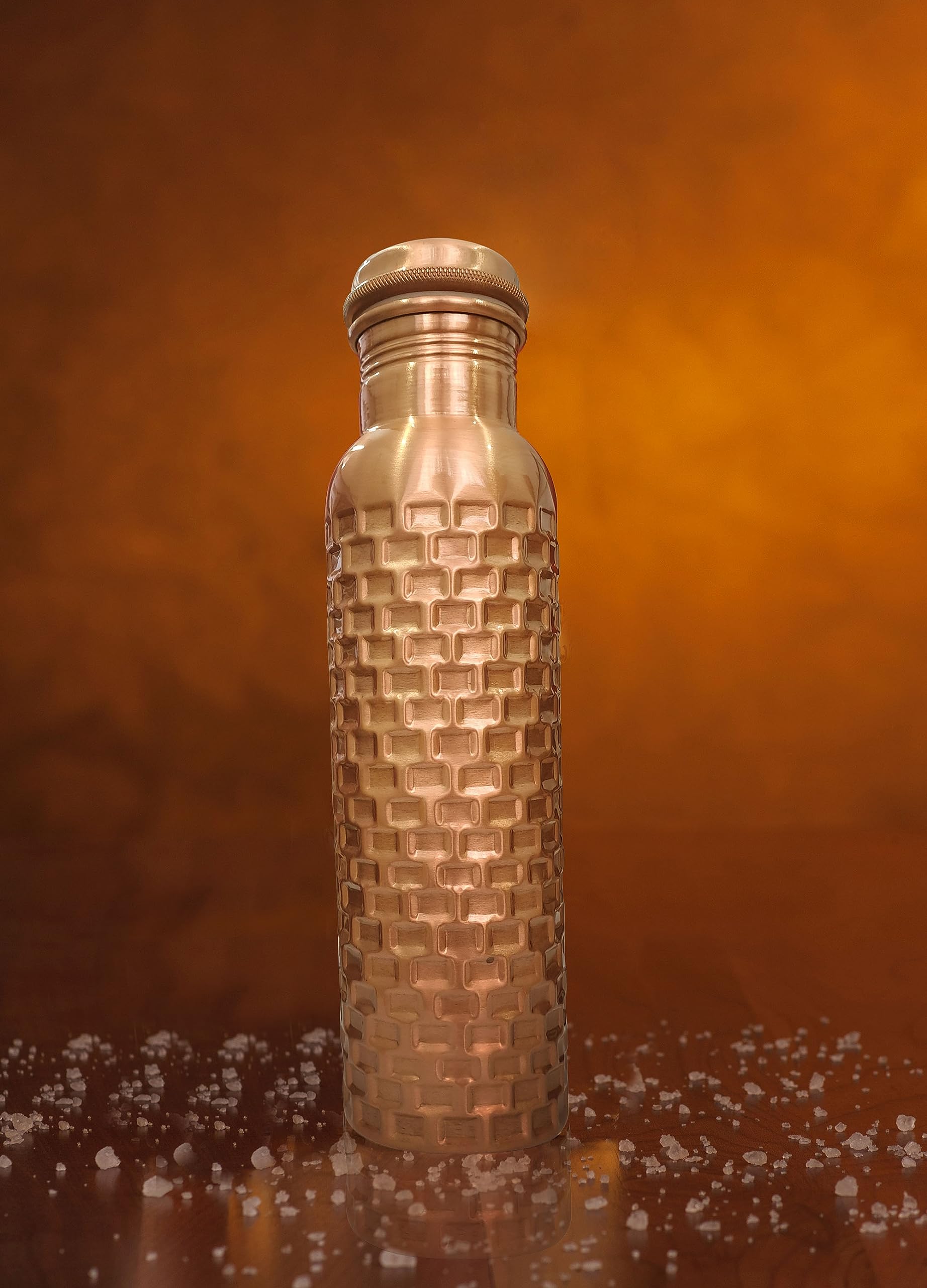 Handcrafted Pure Copper Water Bottle - 32 oz Ayurvedic Copper Vessel for Health Benefits | Reusable Eco-Friendly Water Container for Yoga, Meditation & Daily Hydration