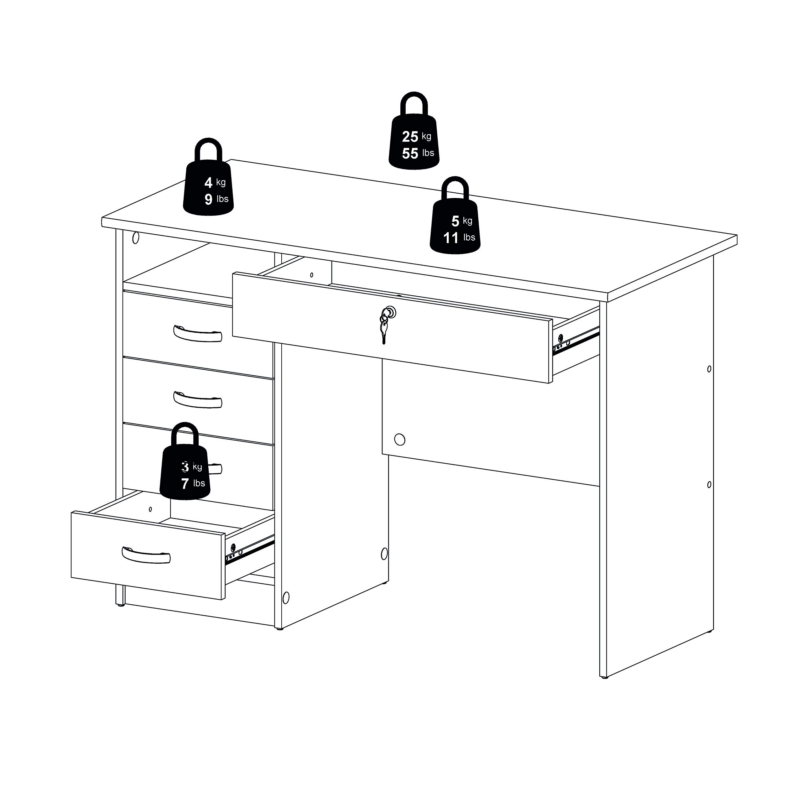 Tvilum White 5-Drawer Desk for Home Office & Study