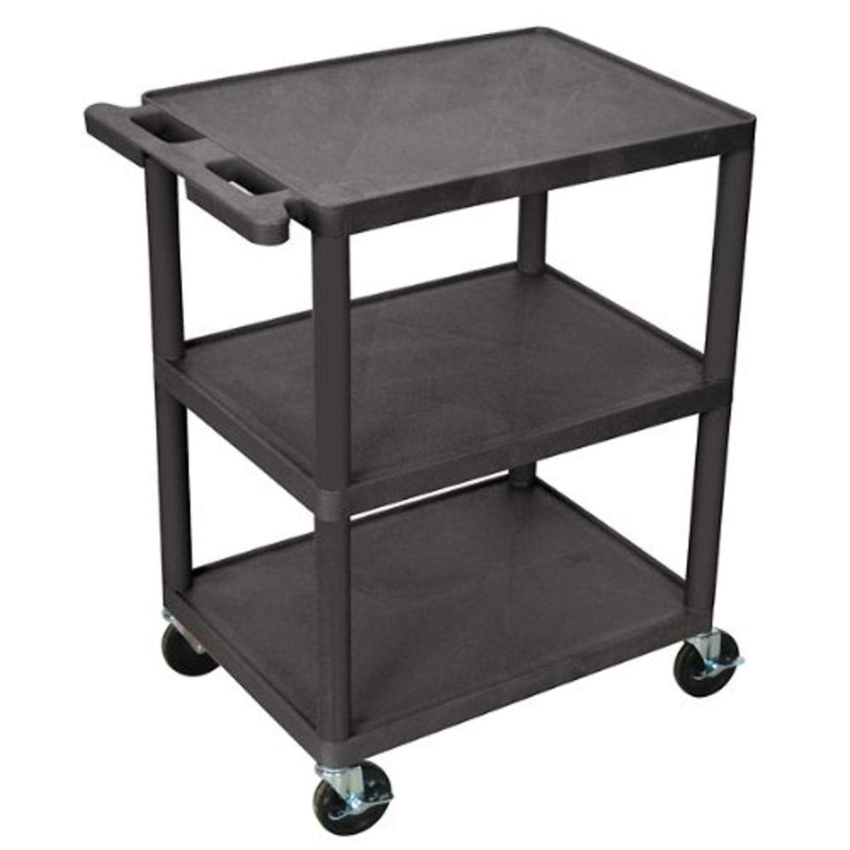 Luxor Utility Cart with 2 Flat Shelves - Gray | Rolling Storage Cart for Kitchen, Office, or Garage Organization | Heavy Duty Metal Cart for Home & Workspace
