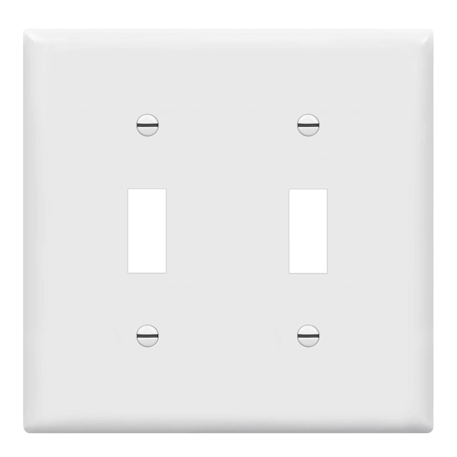 2 Gang Toggle Wall Plate, White - Standard Size Light Switch Cover for Home & Office Electrical Outlets - Perfect for Living Room, Bedroom, and Kitchen Decor