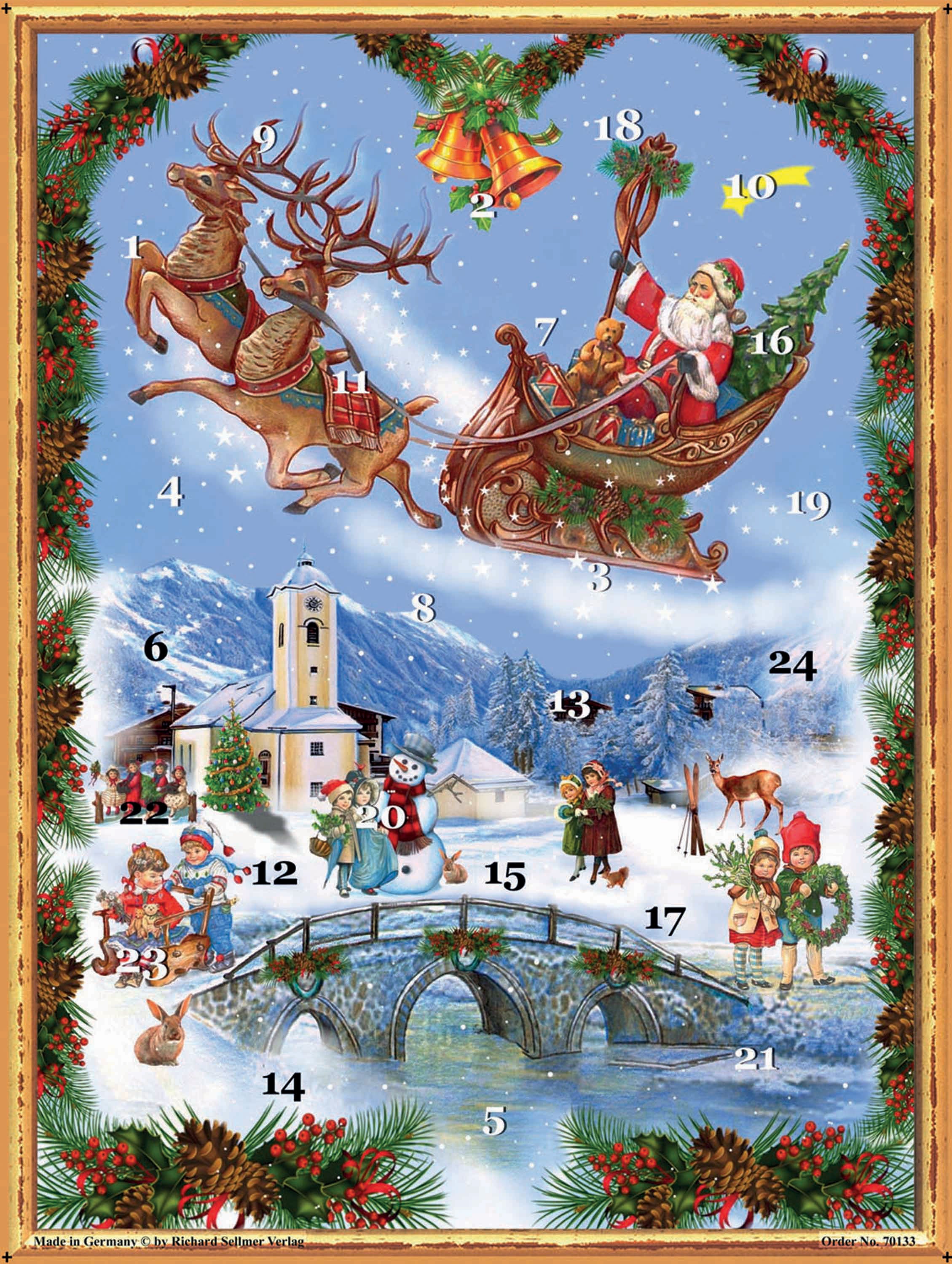 Large Traditional German Advent Calendars - Old World Victorian Style Christmas Countdown Calendar for Kids & Adults | Perfect for Holiday Decor, Gift Giving & Family Traditions
