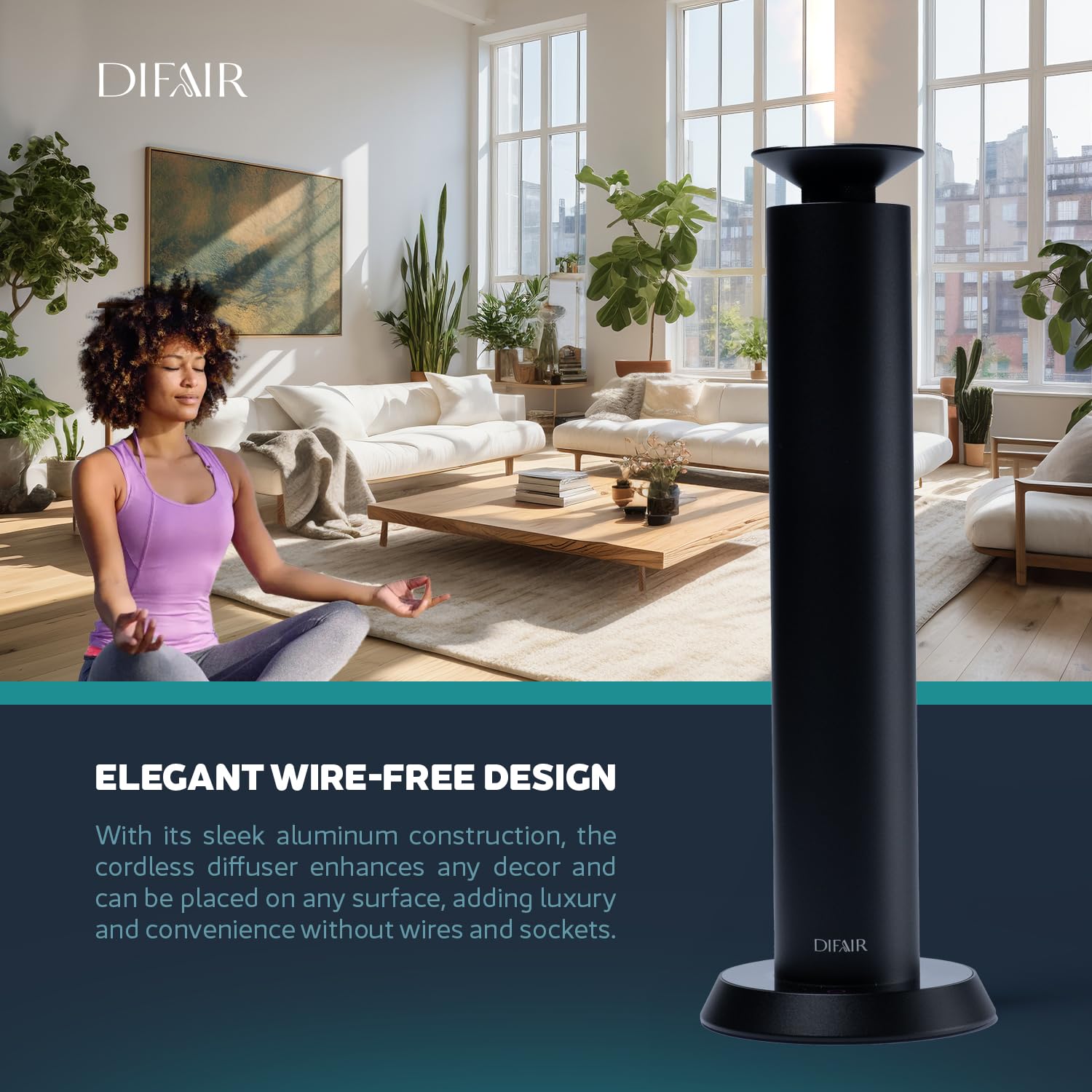 Wireless Essential Oil Diffuser - Portable Aromatherapy Diffuser for Home, Office, Spa & Hotel - Cold Air Fragrance Scent Machine - Perfect for Relaxation, Yoga, Meditation & Stress Relief