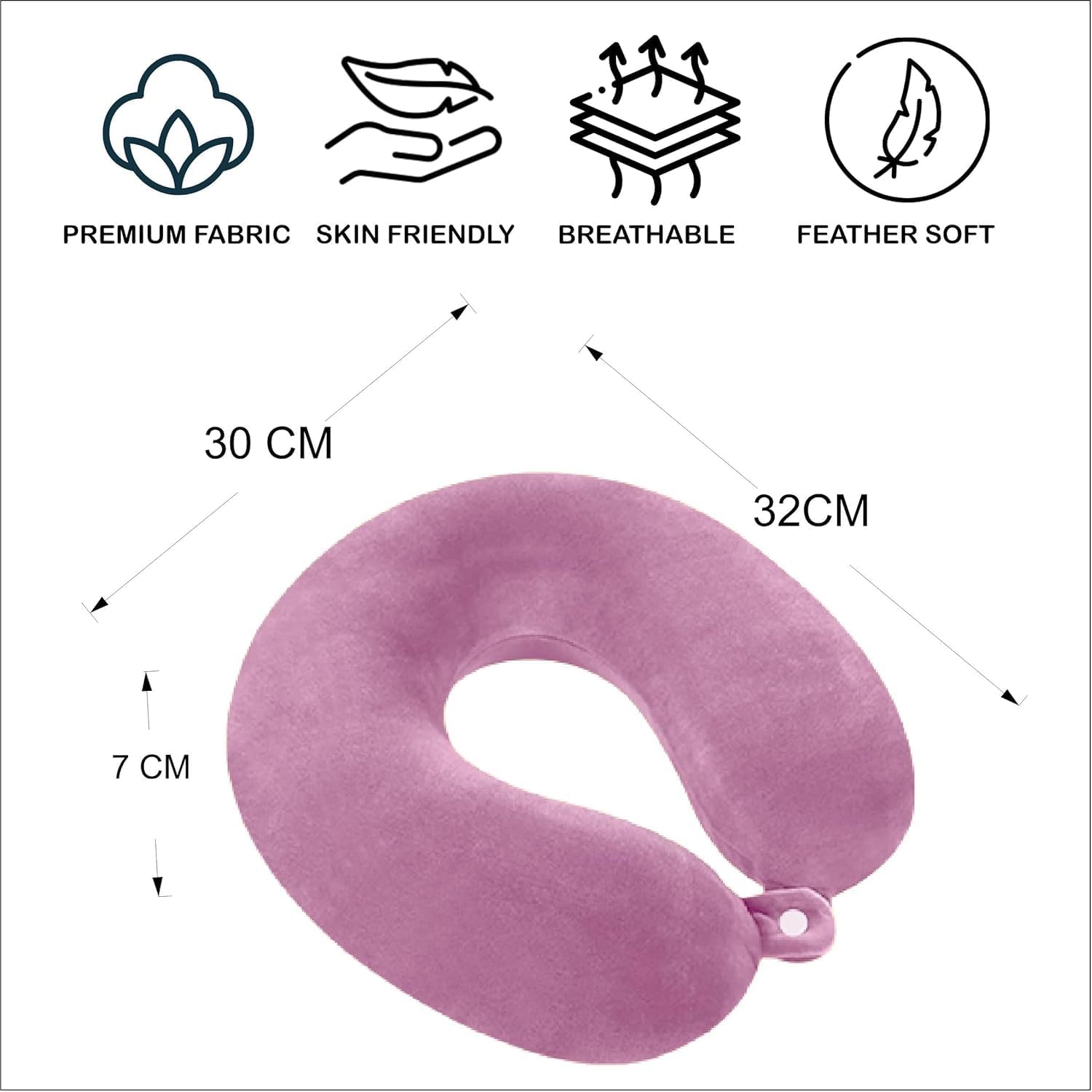 Vibgyor Vibes U-Shaped Travel Neck Pillow with Eye Mask - Ergonomic Support for Airplane, Car & Train Travel - Lightweight Sleeping Pillow for Men & Women (Pink) | Perfect for Long Flights, Road Trips & Commuting