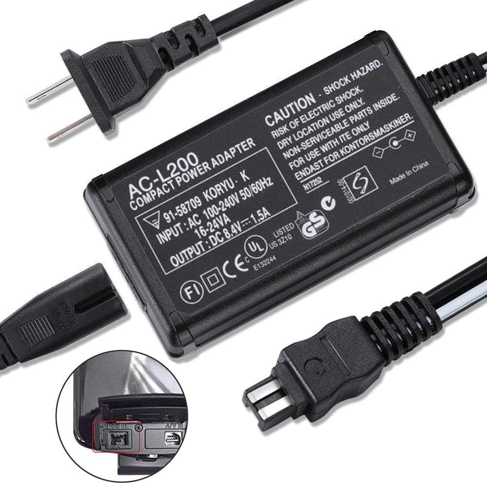 Original AC L200 Power Adapter Charger for Sony Handycam DCR-SX40/SX41/SX44/SX45/SX60/SX63/SX65/SX83/SX85 & DCR-SR42/SR45/SR46/SR47/SR68 - Replacement Charging Cord for Sony Camcorders - Perfect for Travel, Home Use & Professional Videography