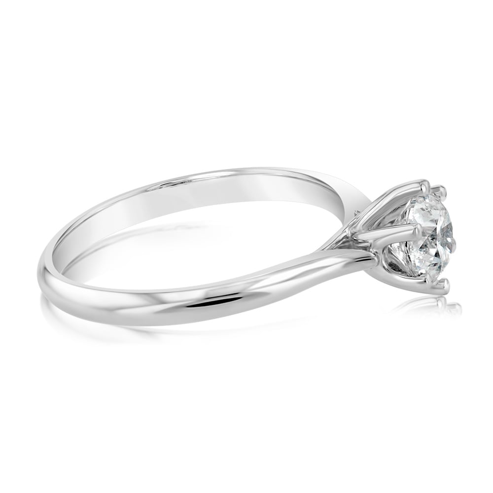 18ct White Gold 1 Carat Diamond Solitaire Engagement Ring for Women - Perfect Wedding, Proposal & Anniversary Gift