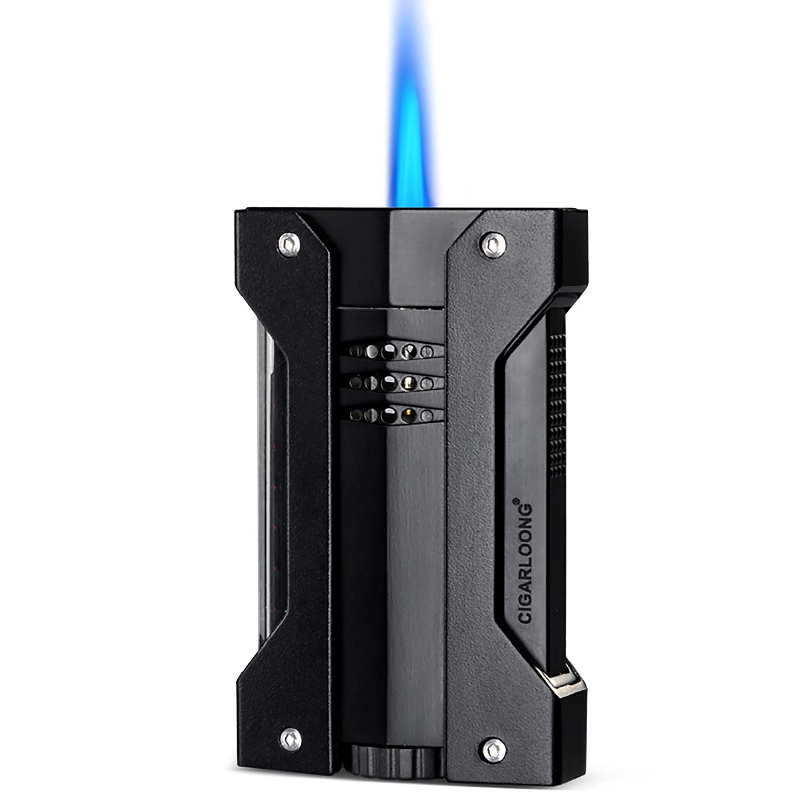 Premium Windproof Cigar Lighter - Refillable Butane Torch Jet Flame Lighter with Metal Body for Cigars, Cigarettes, BBQ & Camping | Perfect for Outdoor Use, Kitchen, Travel & Gifts