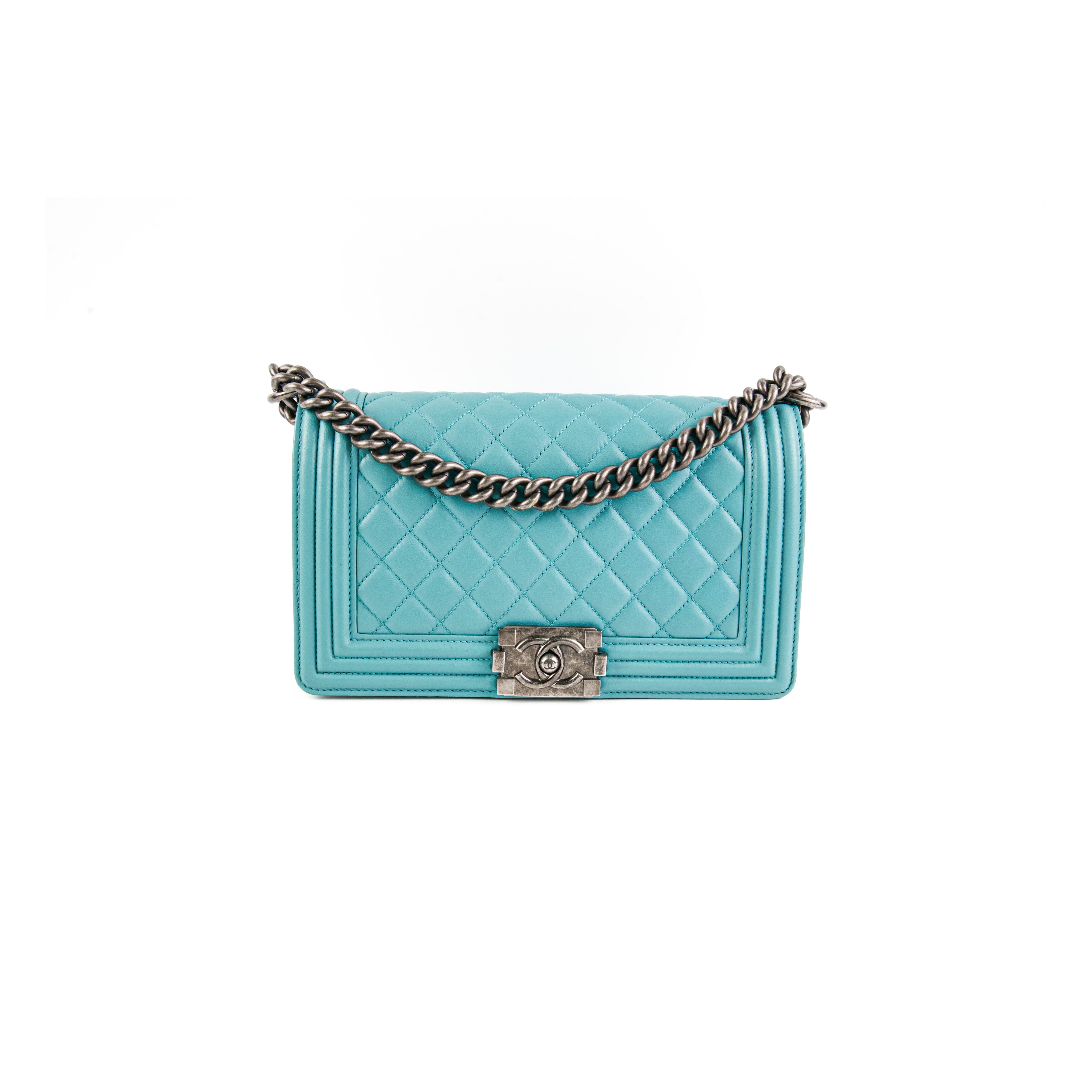 Chanel Old Medium Boy Blue Leather Crossbody Bag - Luxury Designer Handbag for Women, Perfect for Parties, Dates & Everyday Use