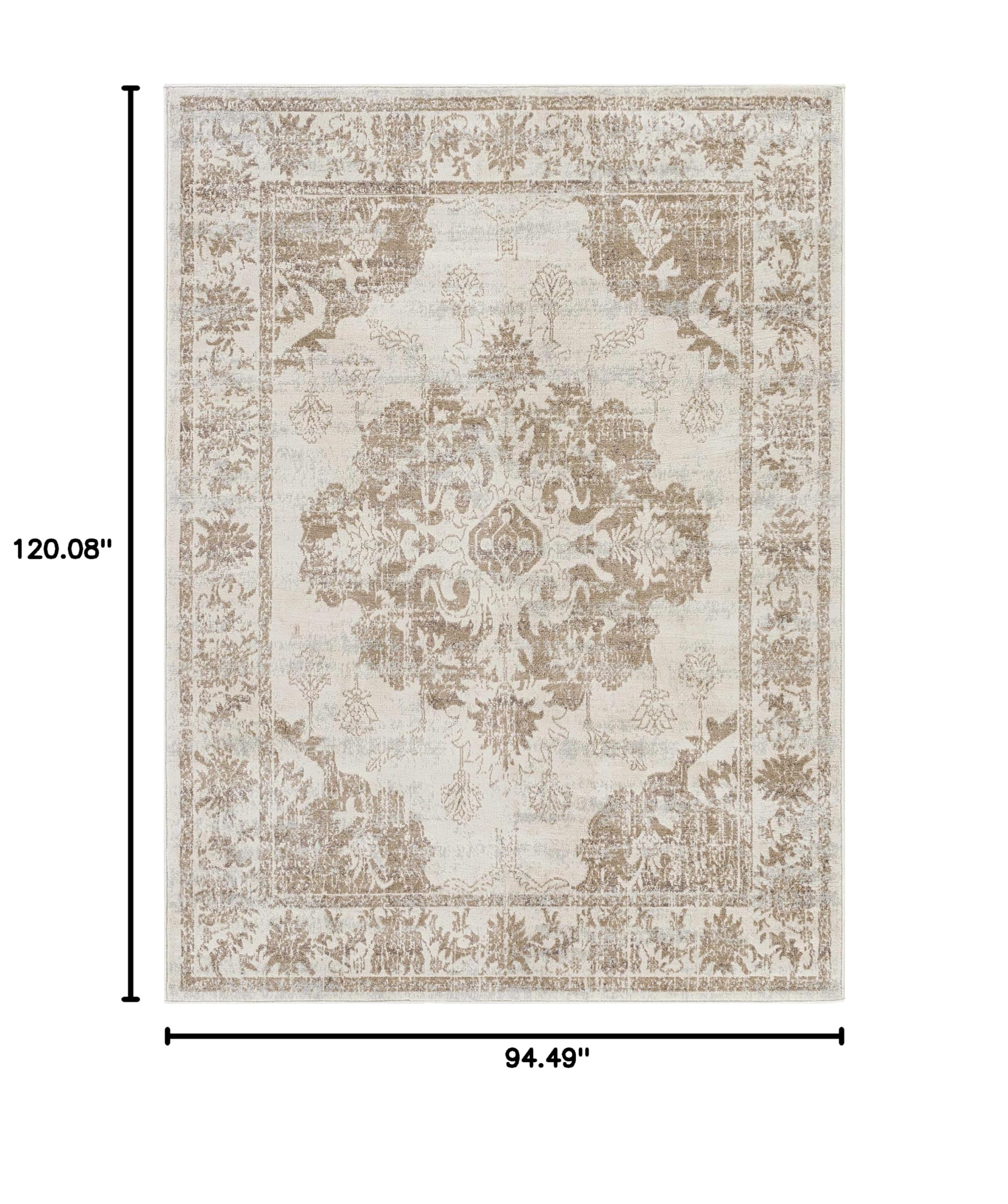 Premium Hauteloom Benkelman Traditional Area Rug - Soft Gray, Ivory, Beige - 7'10