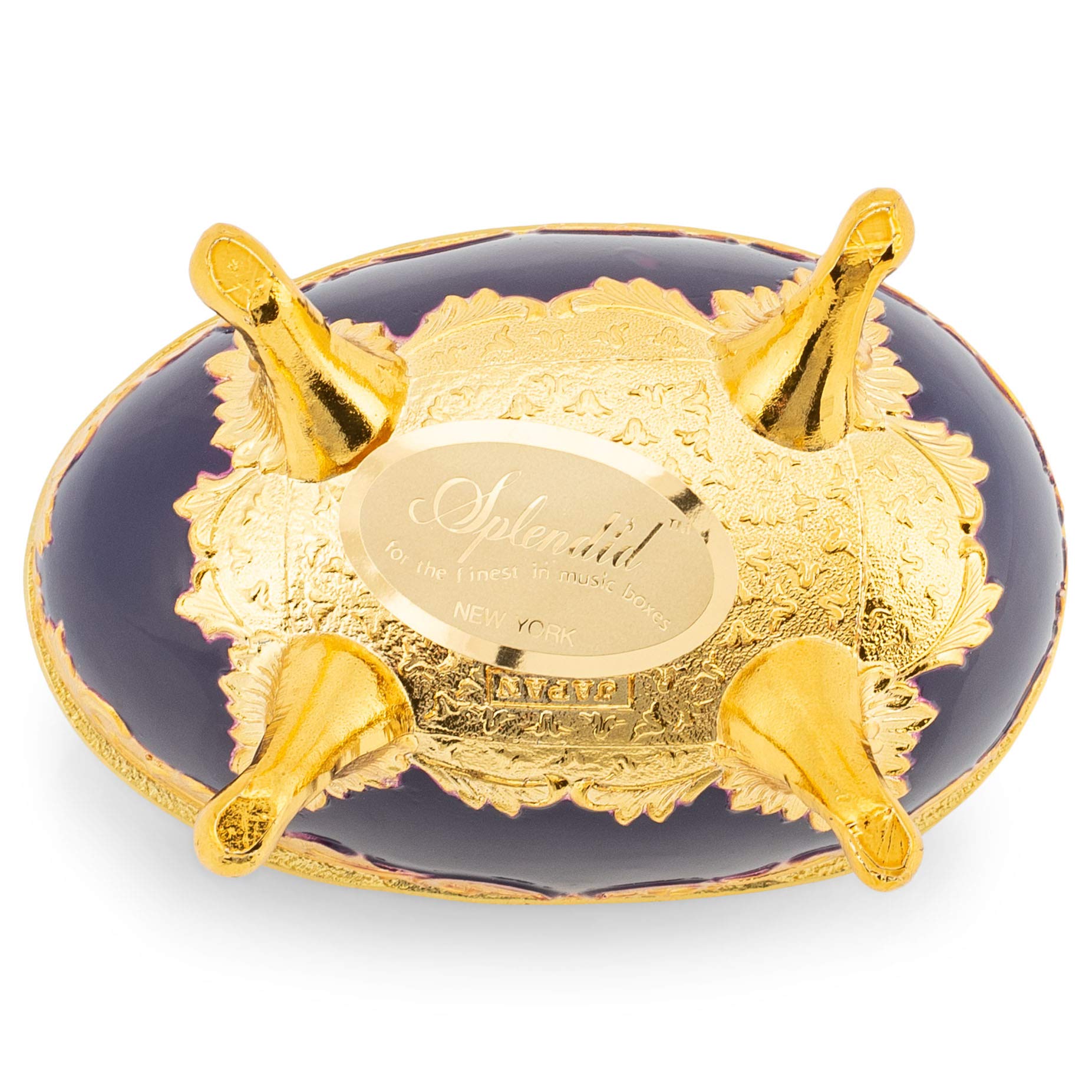 Exquisite Faberge Style Purple Egg-Shaped Music Jewelry Box with Swarovski Crystals - Plays 