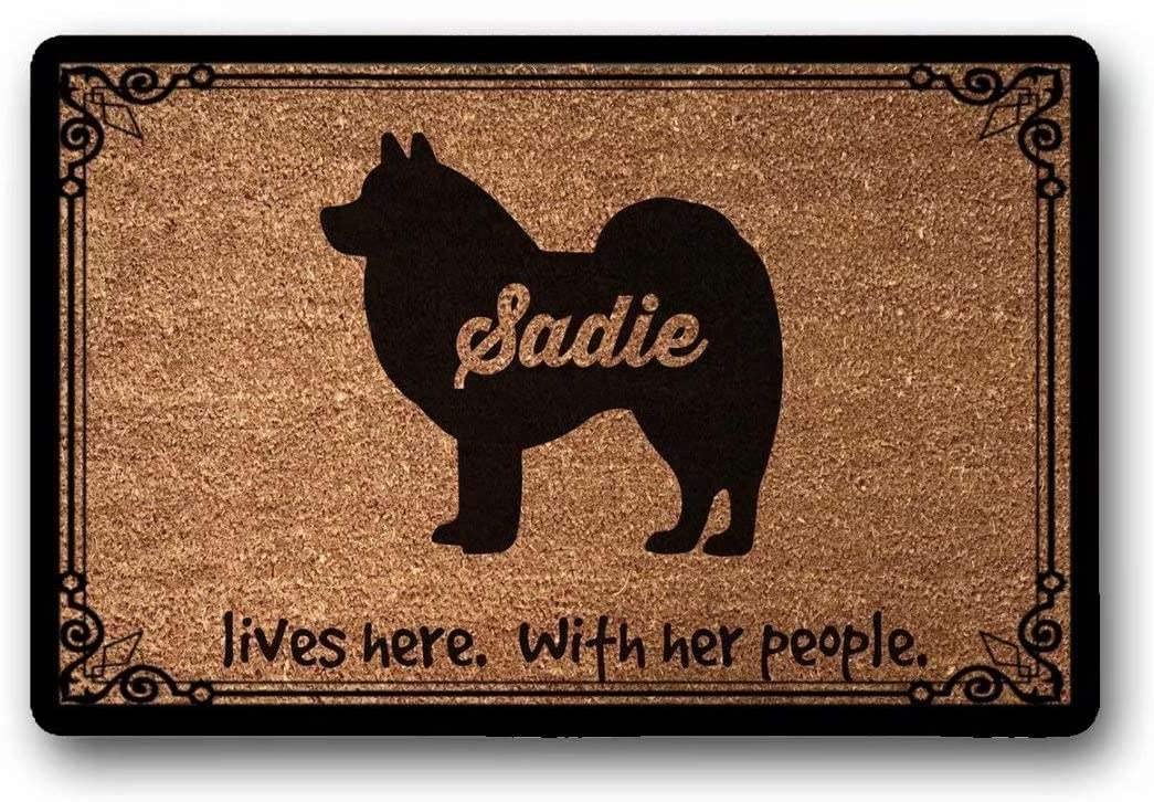Personalized American Eskimo Dog Welcome Doormat - Custom Pet Gift for Dog Lovers, Housewarming Decor, Non-Slip 18x30 Inch - Perfect for Front Door Entryway & Pet-Friendly Homes