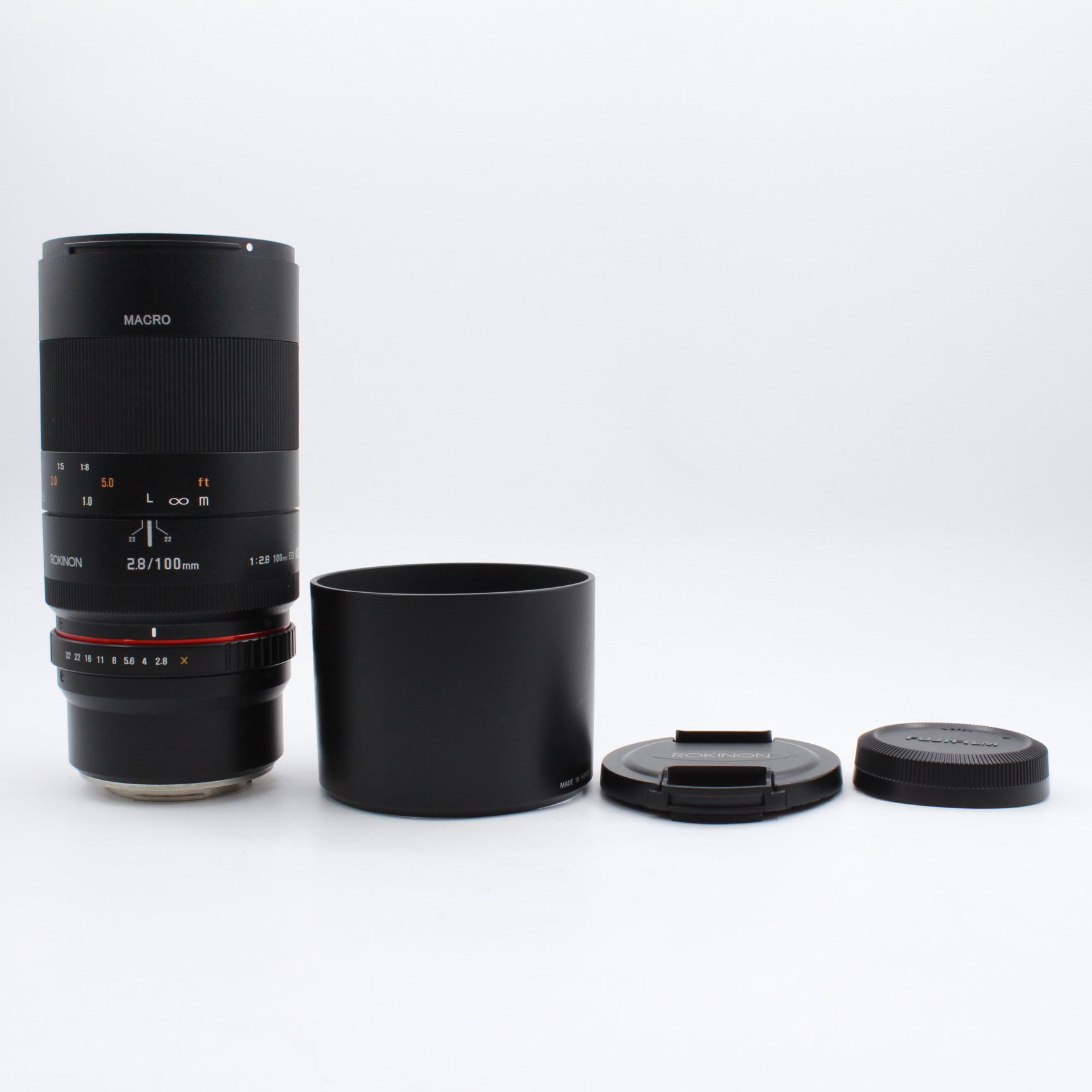 Used Rokinon 100mm F2.8 ED UMC Macro Telephoto Lens for Fuji X Mount - Perfect for Portrait, Product & Close-up Photography