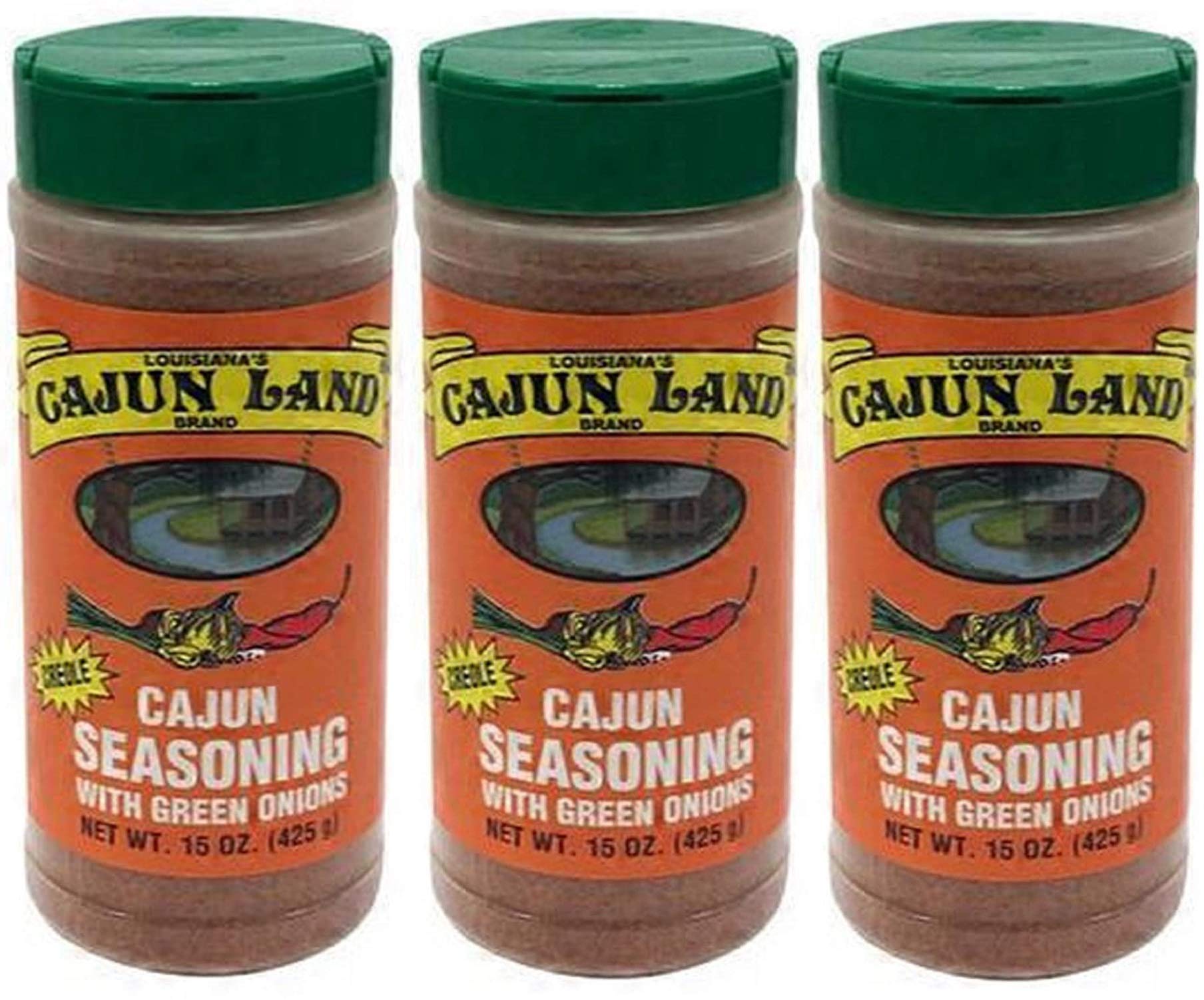 Cajun Land Cajun Seasoning with Green Onions 15oz - Authentic Louisiana Spice Blend for Seafood, Chicken & Gumbo - Perfect for Grilling, BBQ & Home Cooking