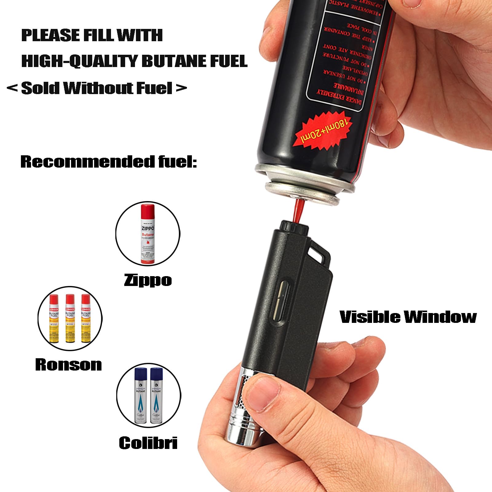 Yeuligo 2 Pack Refillable Butane Torch Lighters with Keyhole - Adjustable Flame Windproof Pocket Lighter with Visible Fuel Window for Candle Lighting, Kitchen Use, Fireplace, Fireworks & Outdoor Activities (Matte Black + Blue)