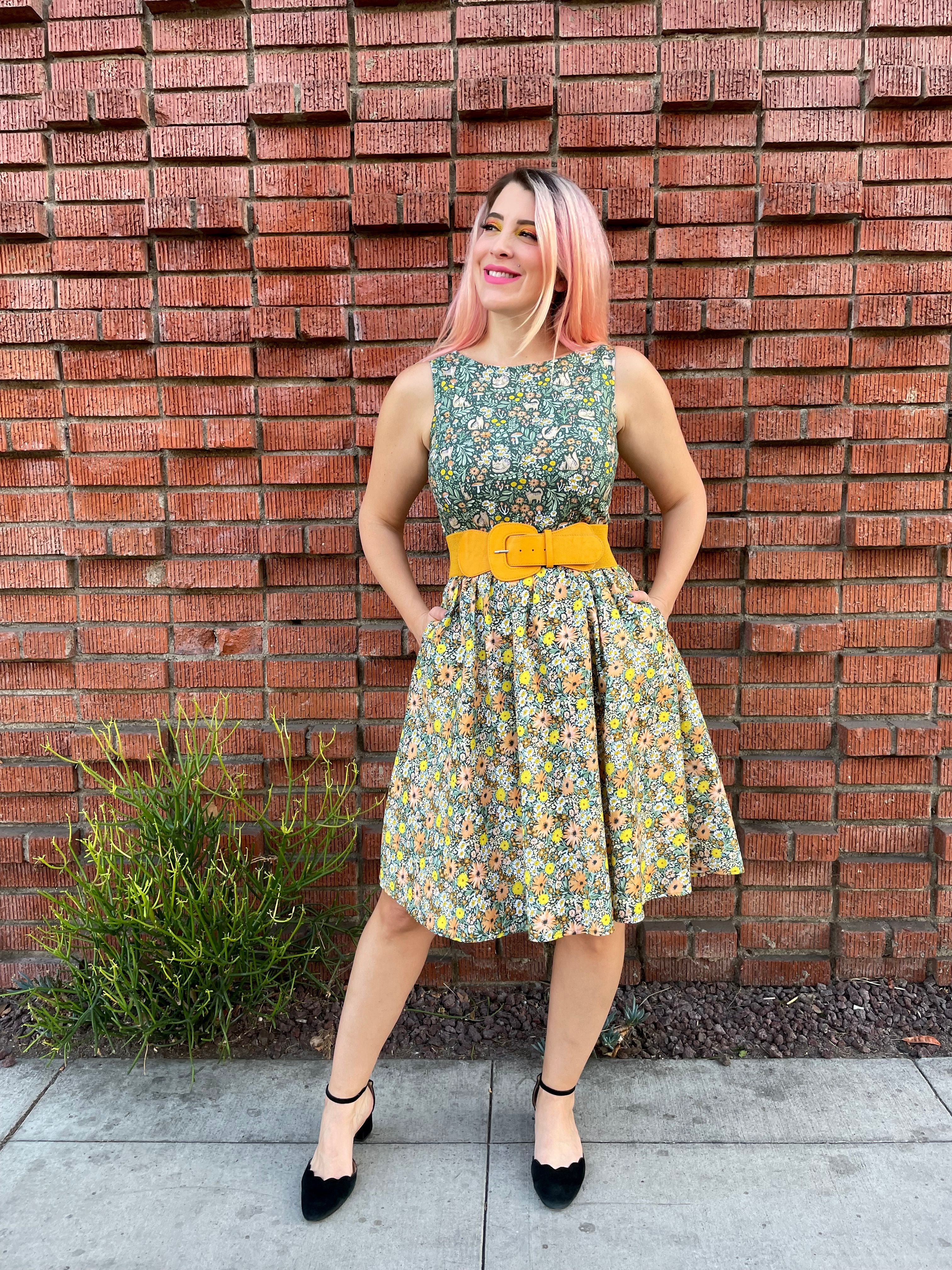 Stylish Twofer Dress for Women - Perfect for Casual Outings and Summer Parties | Cats in the Fields Print