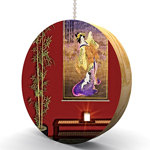 Handcrafted Oriental Potted Bamboo Hardwood Oak Fan & Light Pull - Vintage Home Decor for Ceiling Fan Chains, Lamp Cords & Asian-Inspired Interior Design