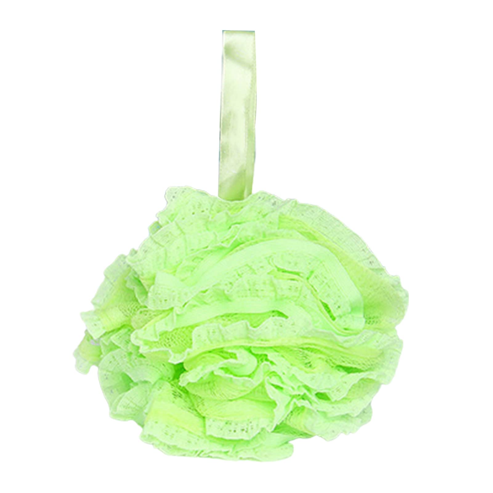 SANWOOD Mesh Bath Ball Shower Scrubber - Large Exfoliating Body Wash Sponge for Kids & Adults, Hanging Rope Design with Lace Detailing - Soft Green Bathroom Cleaning Tool for Gentle Skin Exfoliation & Relaxing Shower Experience