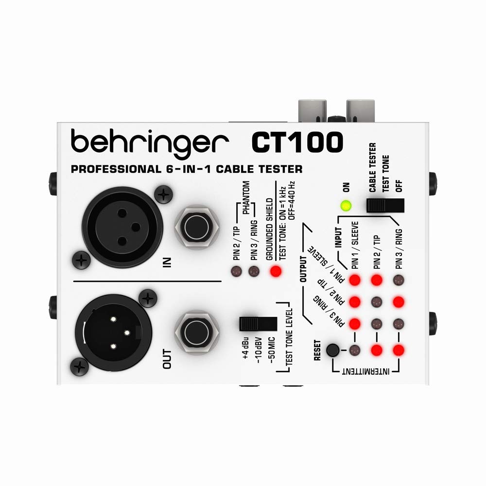 Behringer CT100 6-in-1 Professional Cable Tester for XLR, TRS, RCA, MIDI - Perfect for Studio, Live Sound & DJ Equipment Testing