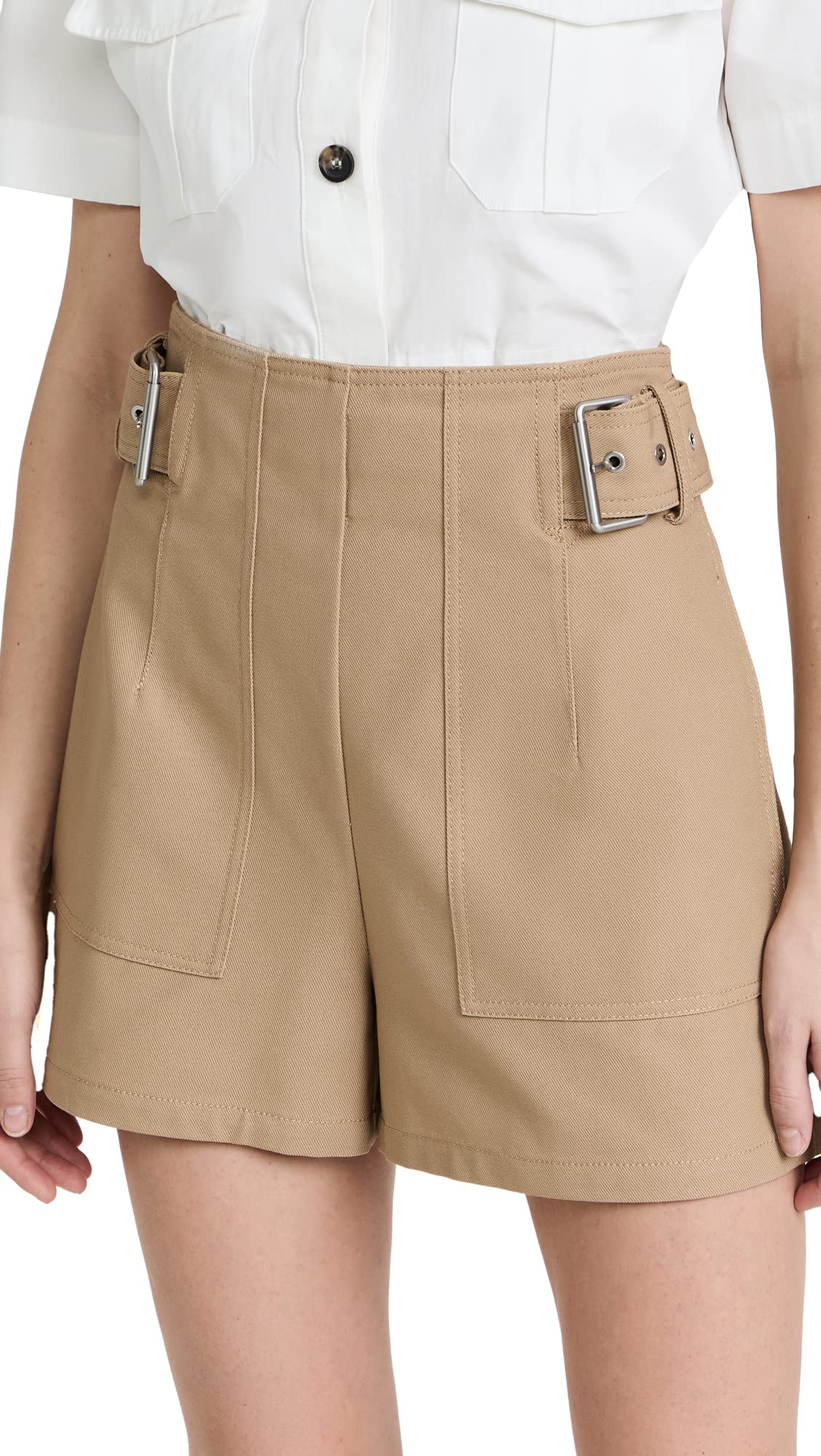 3.1 Phillip Lim Women's Utility Side Belted Shorts - Stylish Casual Shorts for Women | Perfect for Summer Outfits, Travel & Everyday Wear