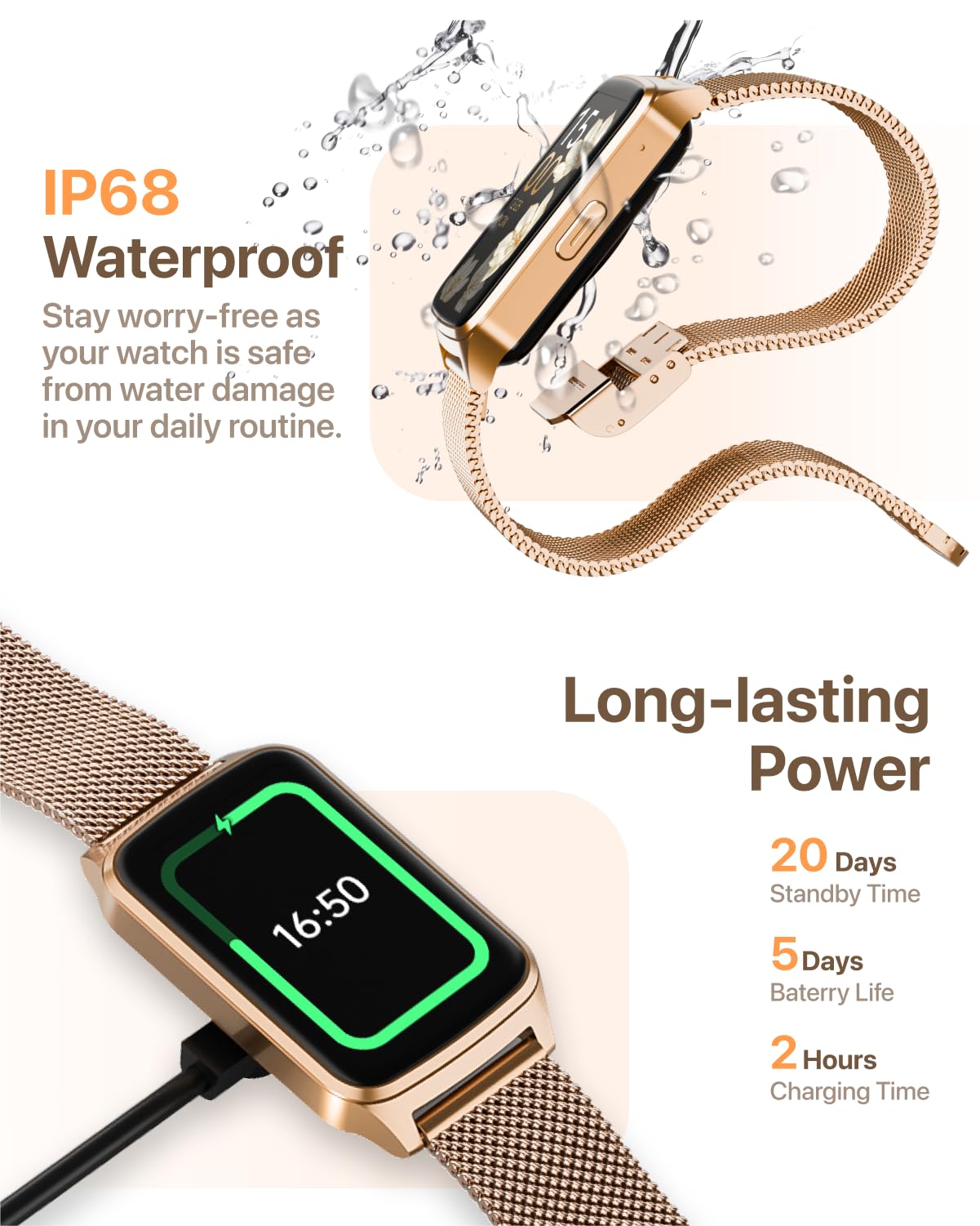Smart Fitness Watch for Women - Activity Tracker with Heart Rate Monitor, Step Counter, Calorie Burn & IP68 Waterproof - Compatible with Android iPhone - Perfect for Running, Gym Workouts & Daily Health Tracking