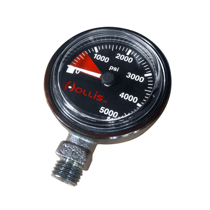 Hollis Low Profile Brass SPG - High Performance Scuba Diving Pressure Gauge for Underwater Adventures | Perfect for Professional Divers and Ocean Exploration