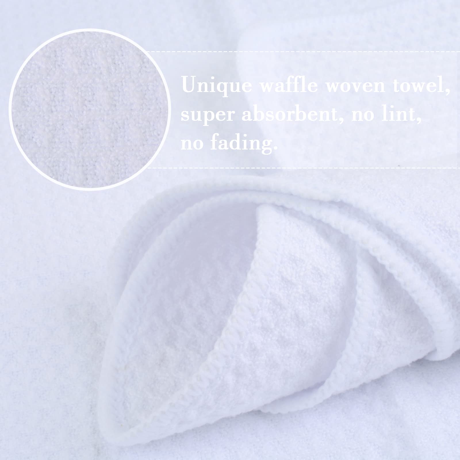 **SINLAND Microfiber Waffle Washcloths - Soft Exfoliating Facial Cloths for Makeup Removal, Quick Drying & Ultra Thin (6 Pack, White) - Perfect for Skincare, Bath & Travel**