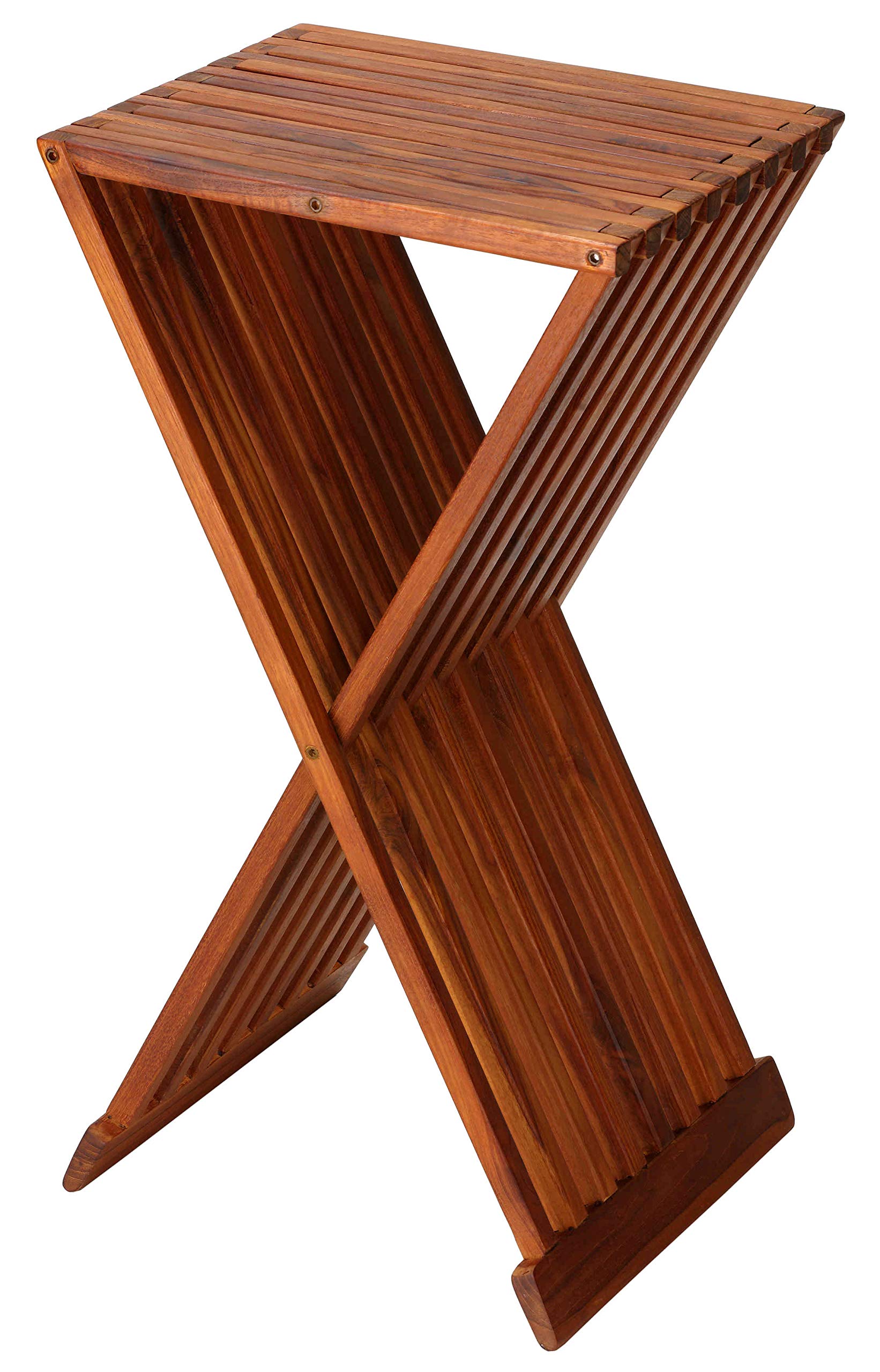 Bare Decor Taj Folding Plant Stand Pedestal Table - Solid Teak Wood Indoor/Outdoor Plant Holder - Perfect for Home Decor, Patio, Garden & Balcony Plants