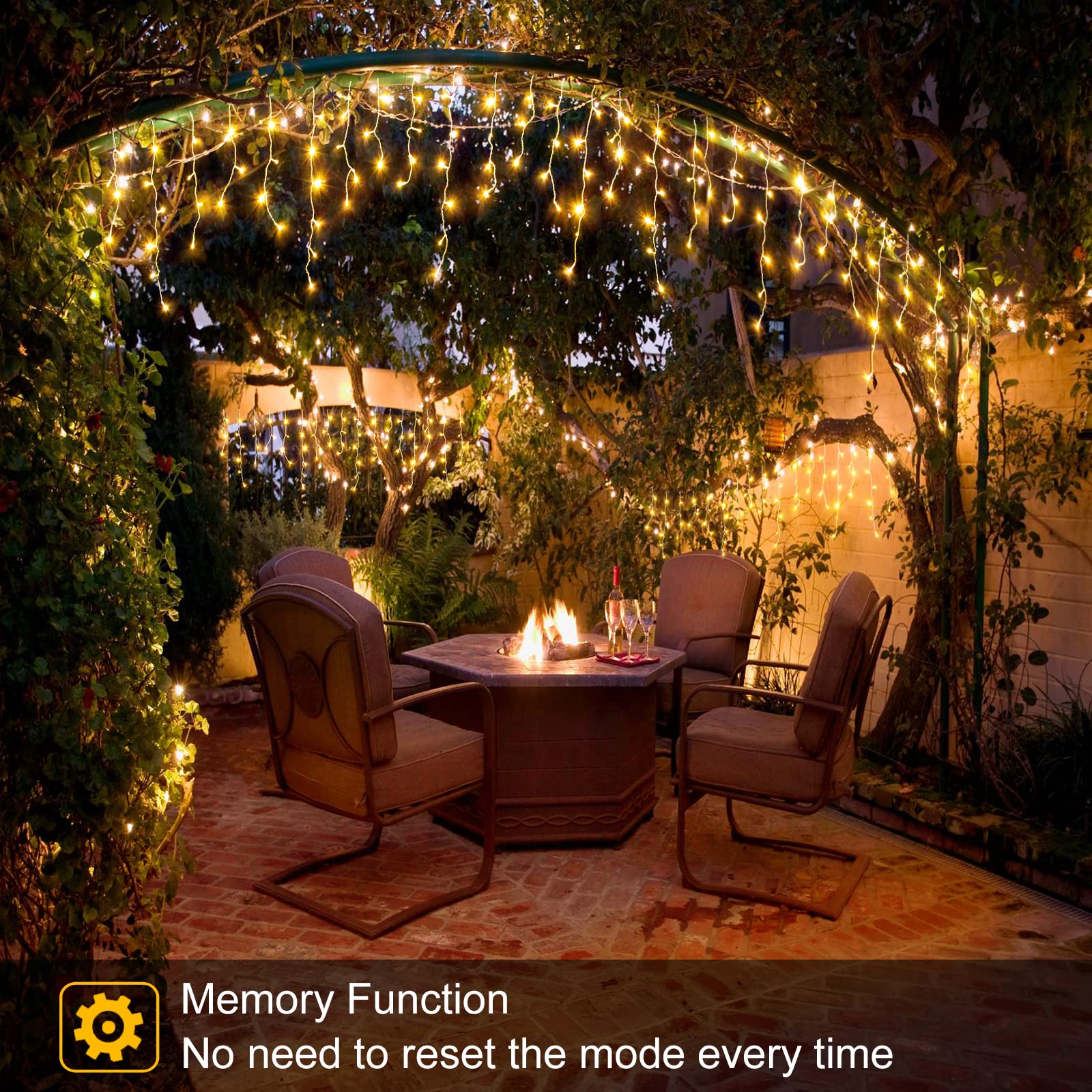 400 LED Warm White Icicle Christmas Lights Outdoor - 33ft Waterproof Connectable String Lights with 8 Modes & Timer for House, Patio, Window, Party - Perfect for Holiday Decorations Indoor & Outdoor
