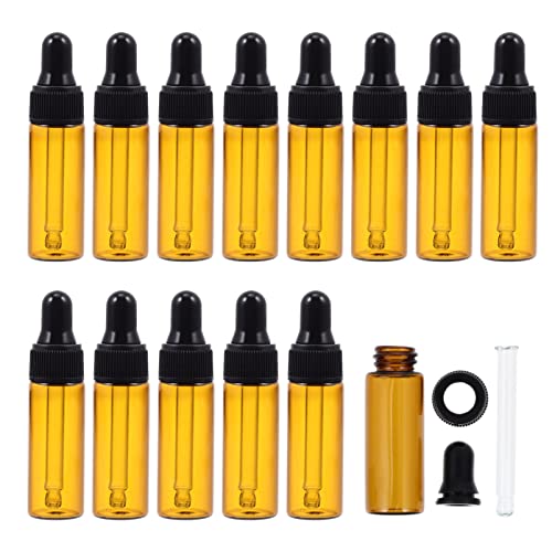 20Pcs Amber Glass Dropper Bottles with Glass Eye Droppers - Essential Oil Bottles, DIY Skincare Containers, Travel-Sized Liquid Dispensers - Perfect for Aromatherapy, Homemade Serums & On-The-Go Beauty Products