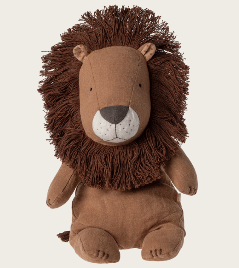 Maileg Safari Friend Medium Lion Plush Toy - Soft Stuffed Animal for Kids, Nursery Decor & Safari Themed Playroom