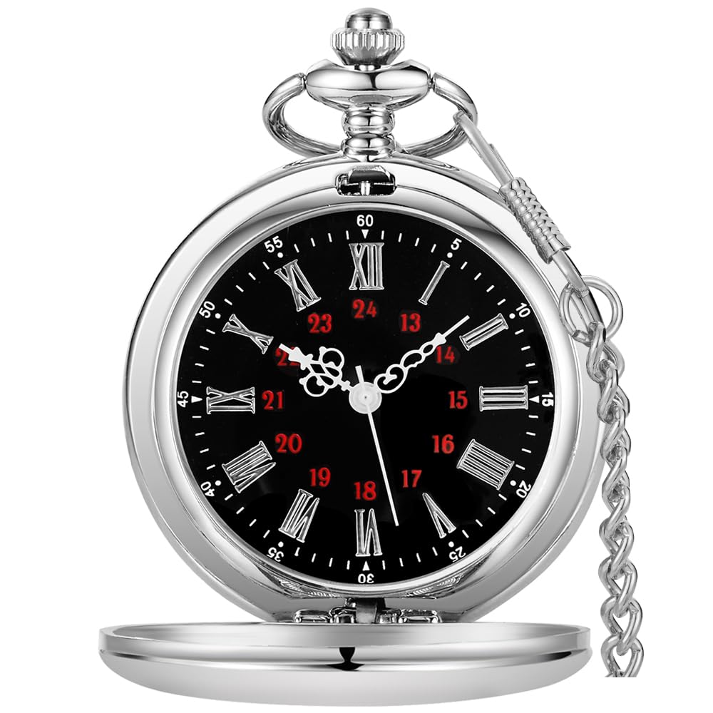 Customizable Smooth Pocket Watch for Men - Personalized Engraved Pocket Watch with Chain - Unique Father's Day Gift Idea - Perfect for Vintage Style & Special Occasions