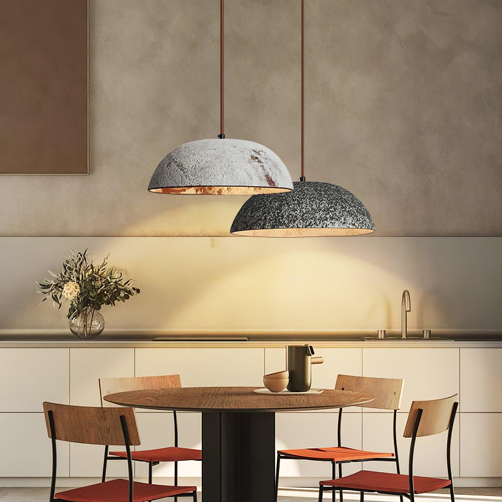 Vintage Ceramic Pendant Light - Half Dome Style Hanging Lamp for Kitchen Island, Dining Room or Bedroom Lighting