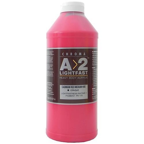 Premium A2 Lightfast Heavy Body Acrylic Paint - 1 Litre (33.8oz) Cadmium Medium Red - Professional Artist Grade Paint for Canvas, Murals & Fine Art Painting