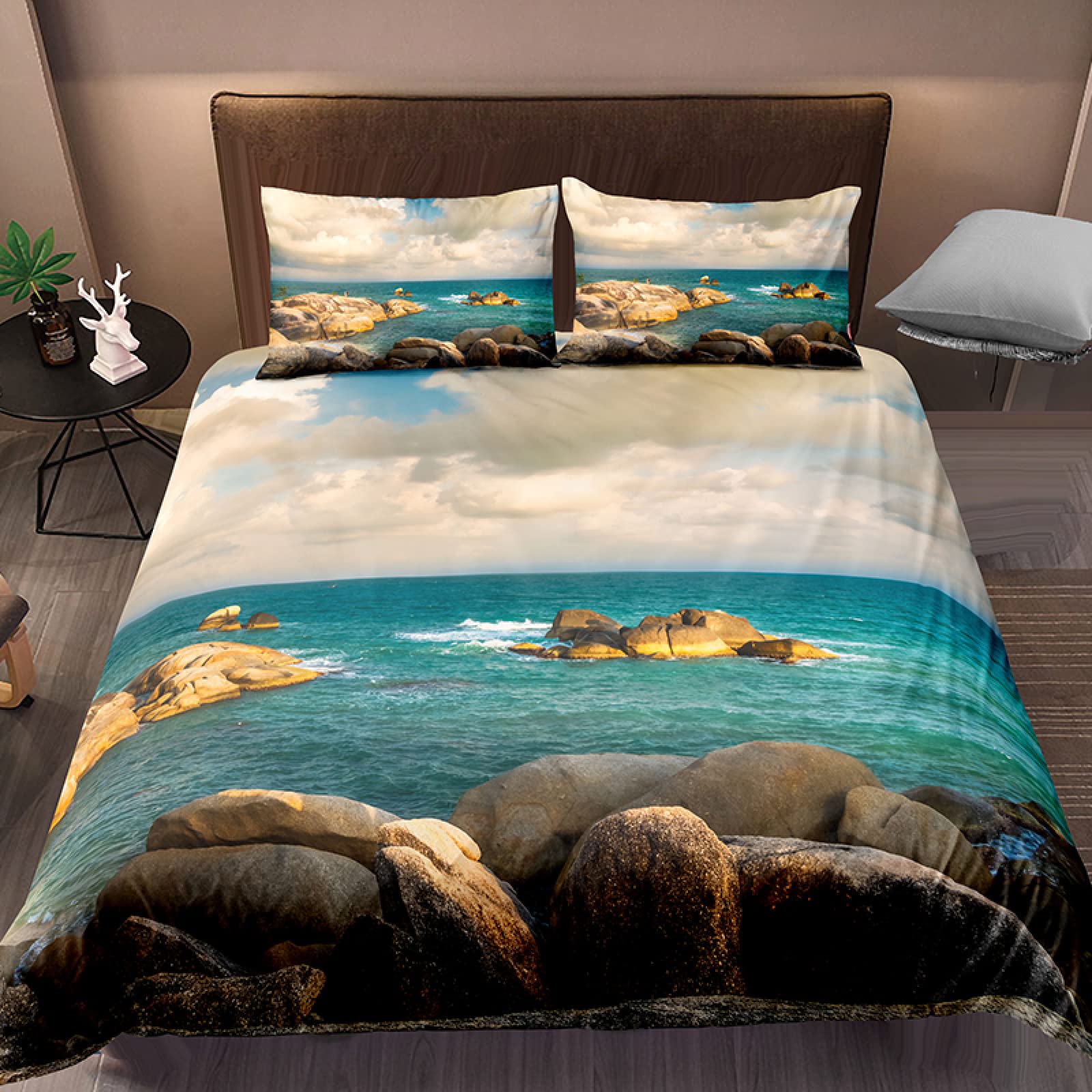 Premium Twin Comforter Set - Cyan Sea Water Design 68