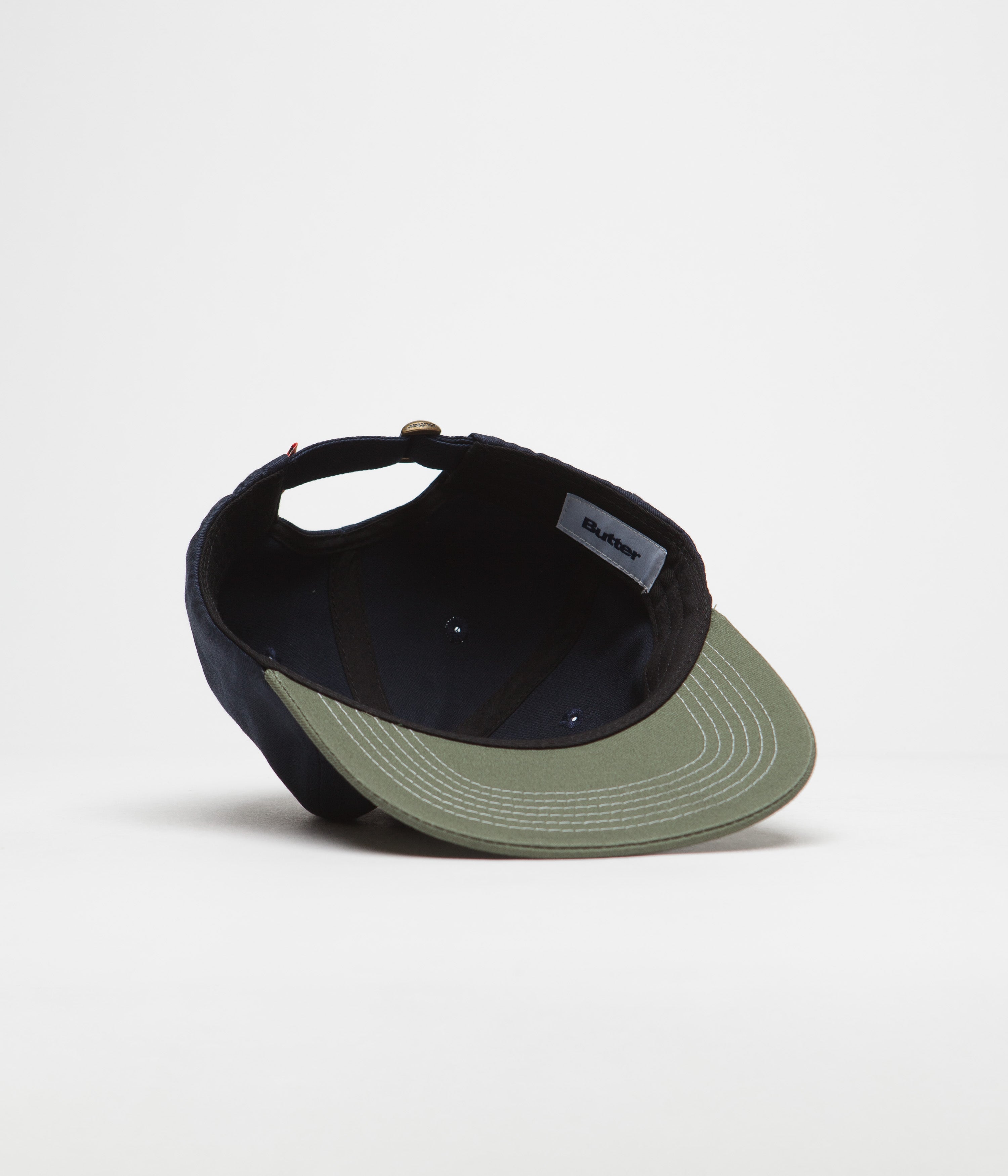 Butter Goods Jazz Research Cap - Navy & Sage Color Adjustable Dad Hat for Men & Women - Perfect for Outdoor Activities, Concerts, and Casual Wear