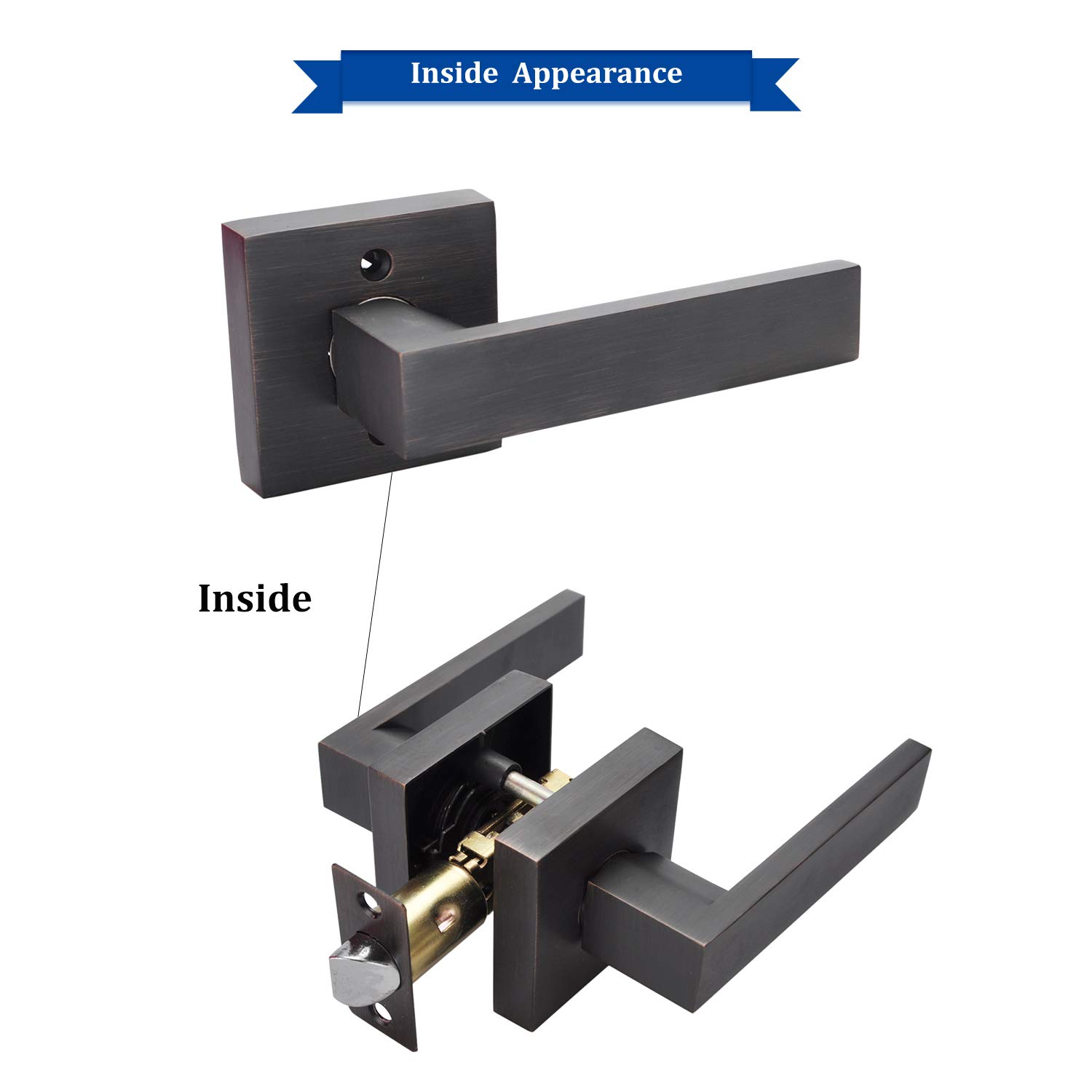 Heavy Duty Bronze Lever Handle Lock - Oil Rubbed Bronze Finish for Hall, Closet & Passage Doors | Durable Door Hardware for Home & Office Security