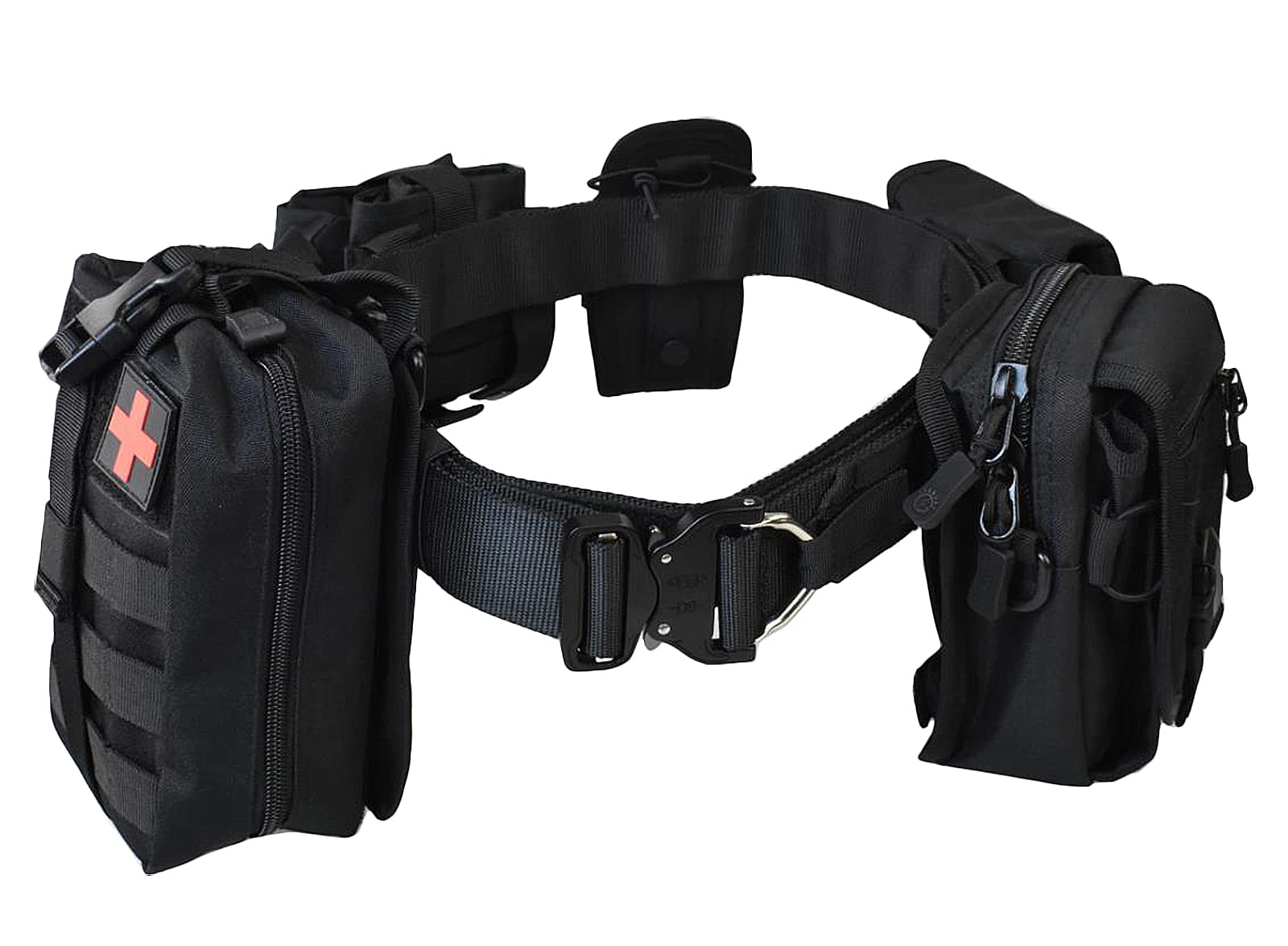 JFFCESTORE Tactical Gun Belt Quick Release - Heavy Duty MOLLE Belt with First Aid Pouch for Military, Police & Outdoor Enthusiasts - Perfect for Hunting, Hiking & Emergency Preparedness