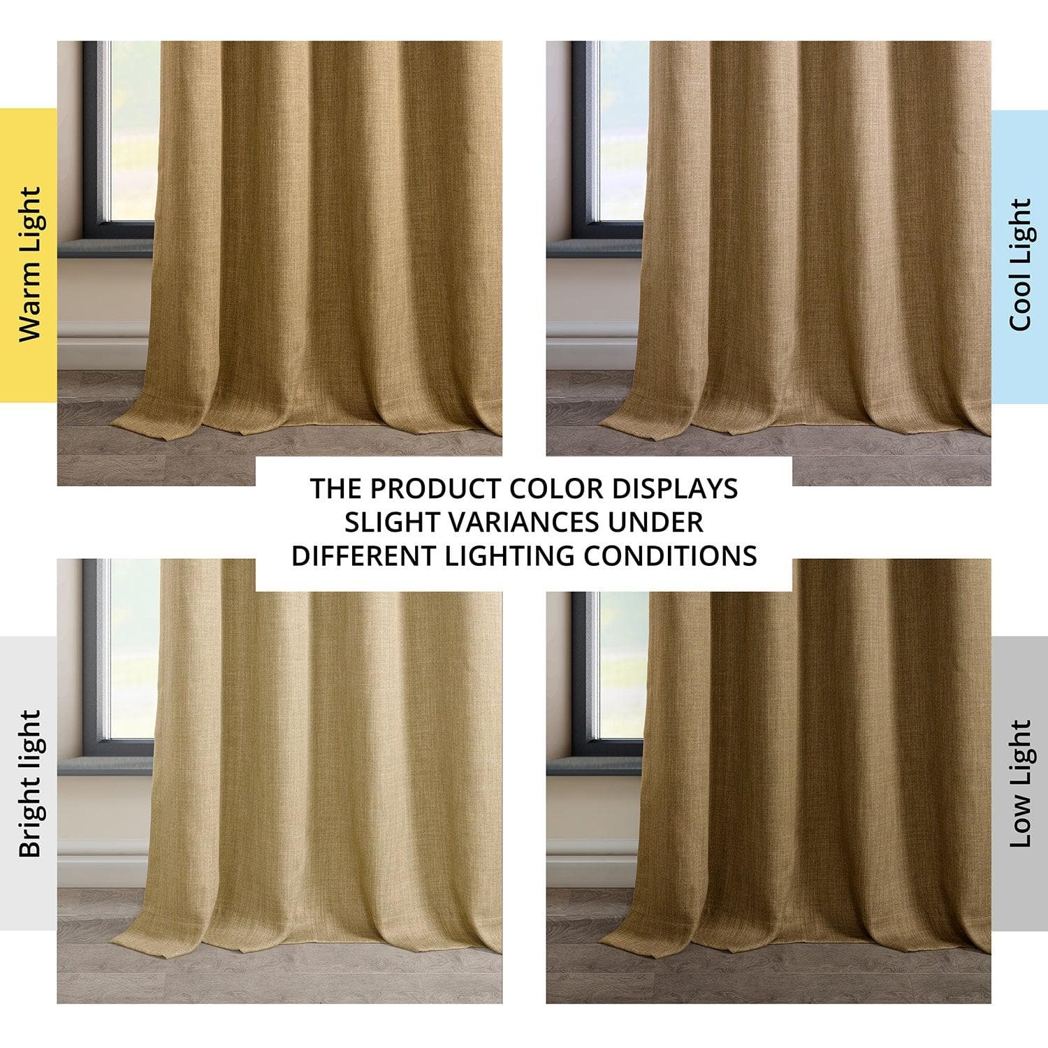 Butterscotch Grommet Textured Faux Linen Blackout Curtains for Living Room & Bedroom - Light Blocking Thermal Insulated Window Drapes for Home Decor
