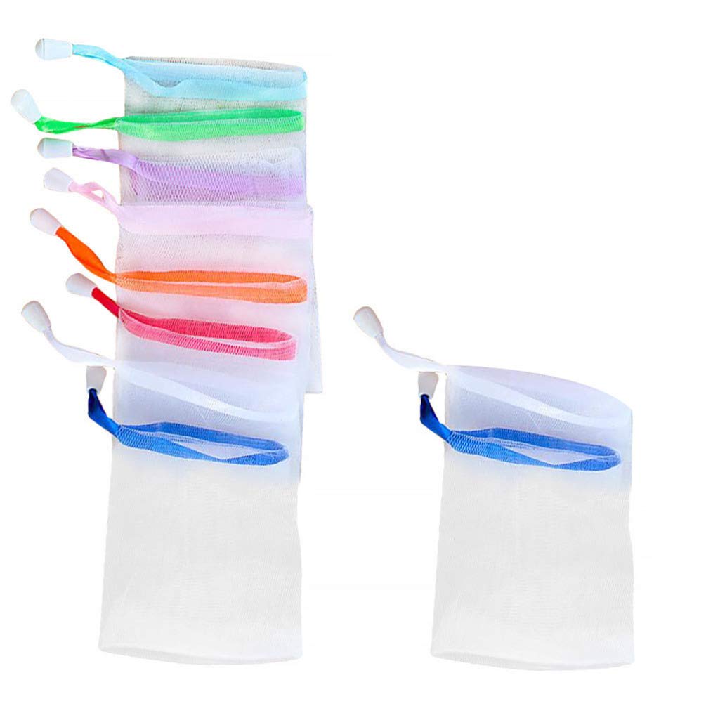 EXCEART 10-Pack Double Layer Mesh Soap Bags with Drawstring - Bubble Foam Net Cleanser, Soap Saver Pouch for Women & Girls (Random Colors) | Perfect for Travel, Bathroom Storage & Eco-Friendly Facial Cleaning