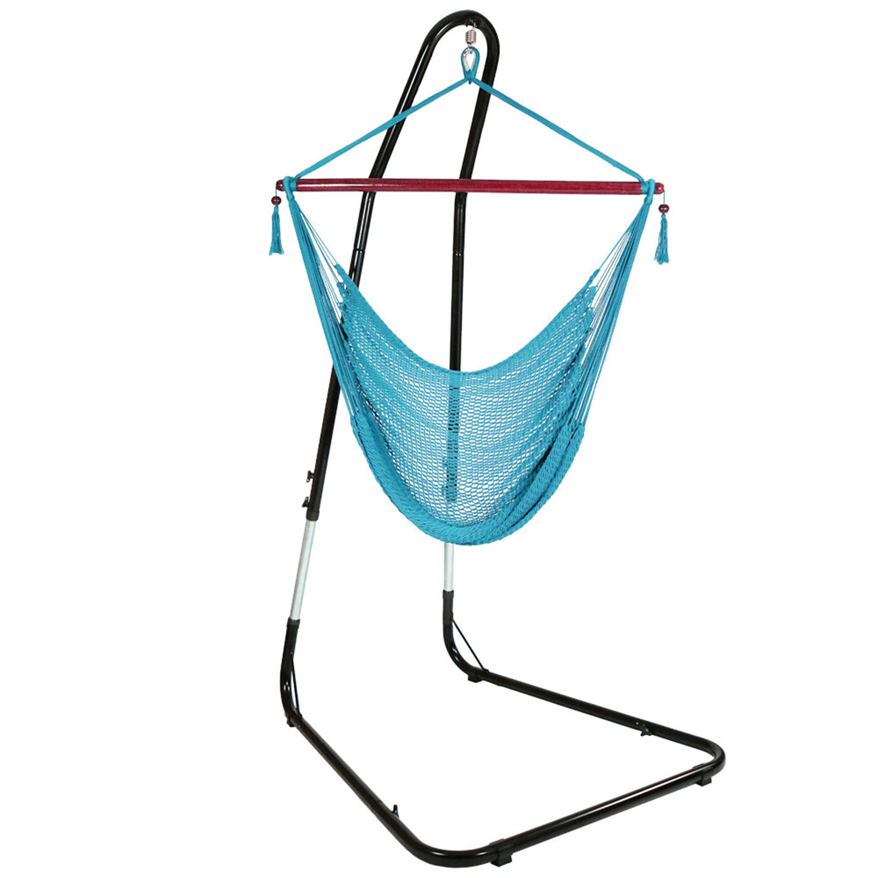 Sunnydaze Caribbean Extra Large Hammock Chair with Adjustable Stand - Outdoor Hanging Swing for Patio, Garden, Backyard & Poolside Relaxation