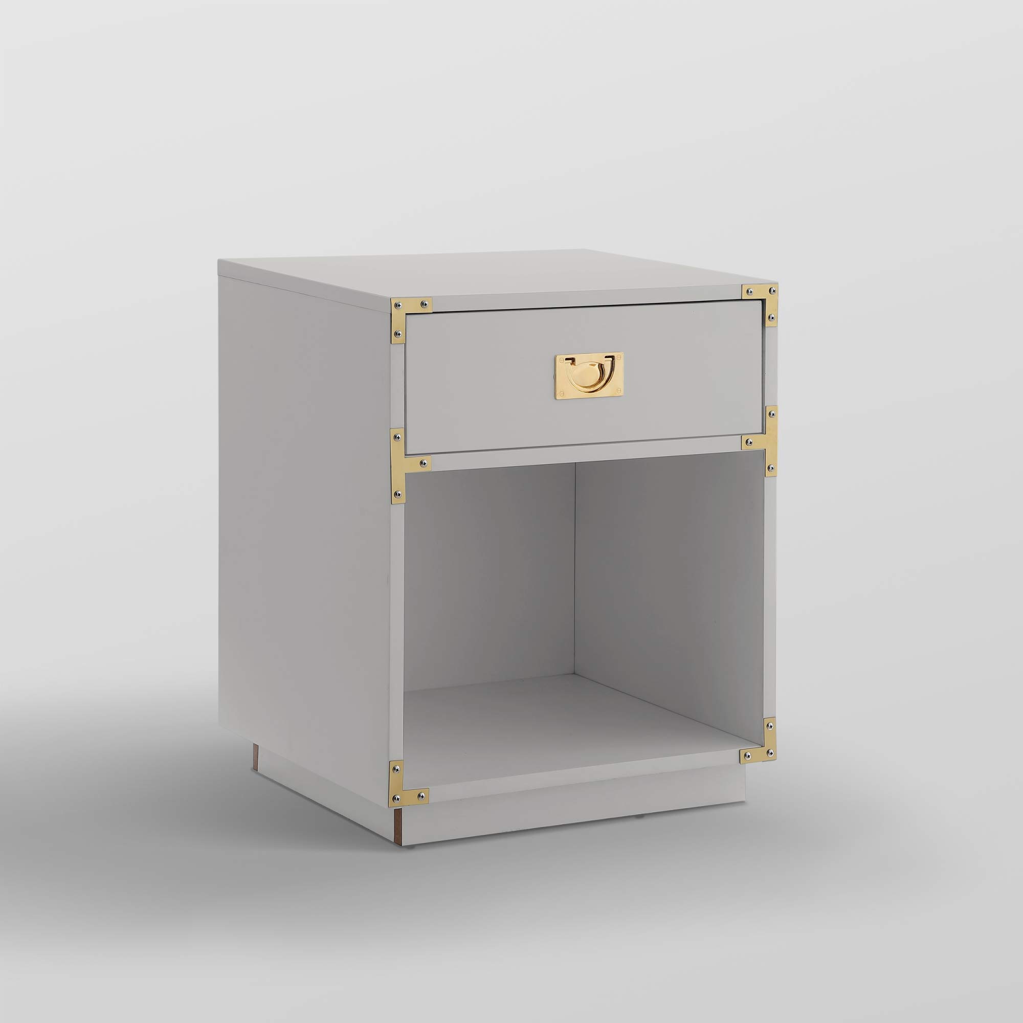 Modern Light Grey Side Table - Accent Table & Nightstand for Living Room, Bedroom & Office - Stylish End Table with Storage Shelf