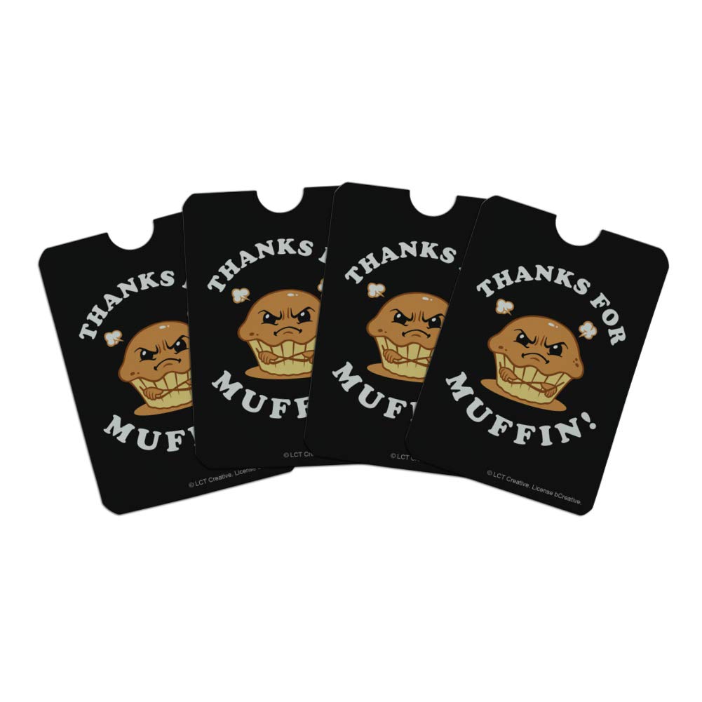 Funny Humor Credit Card RFID Blocker Holder Protector - Set of 4 Wallet Sleeves for Muffin Lovers | Perfect for Travel, Shopping & Daily Use to Prevent Identity Theft