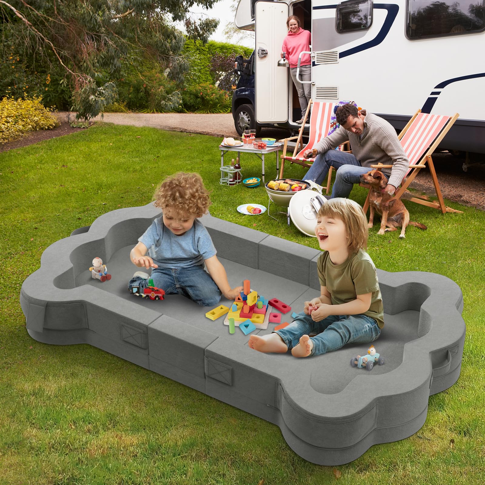 Portable Toddler Bed - Foldable Travel Floor Bed for Kids 1-5 Years Old | Soft, Safe & Washable Grey Crib | Perfect for Home, Travel & Daycare Use