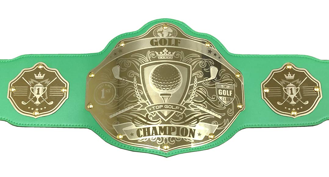 Custom Championship Golf Trophy Belt - Personalized Text, Black, Full Size for Golf Tournaments & Sports Awards