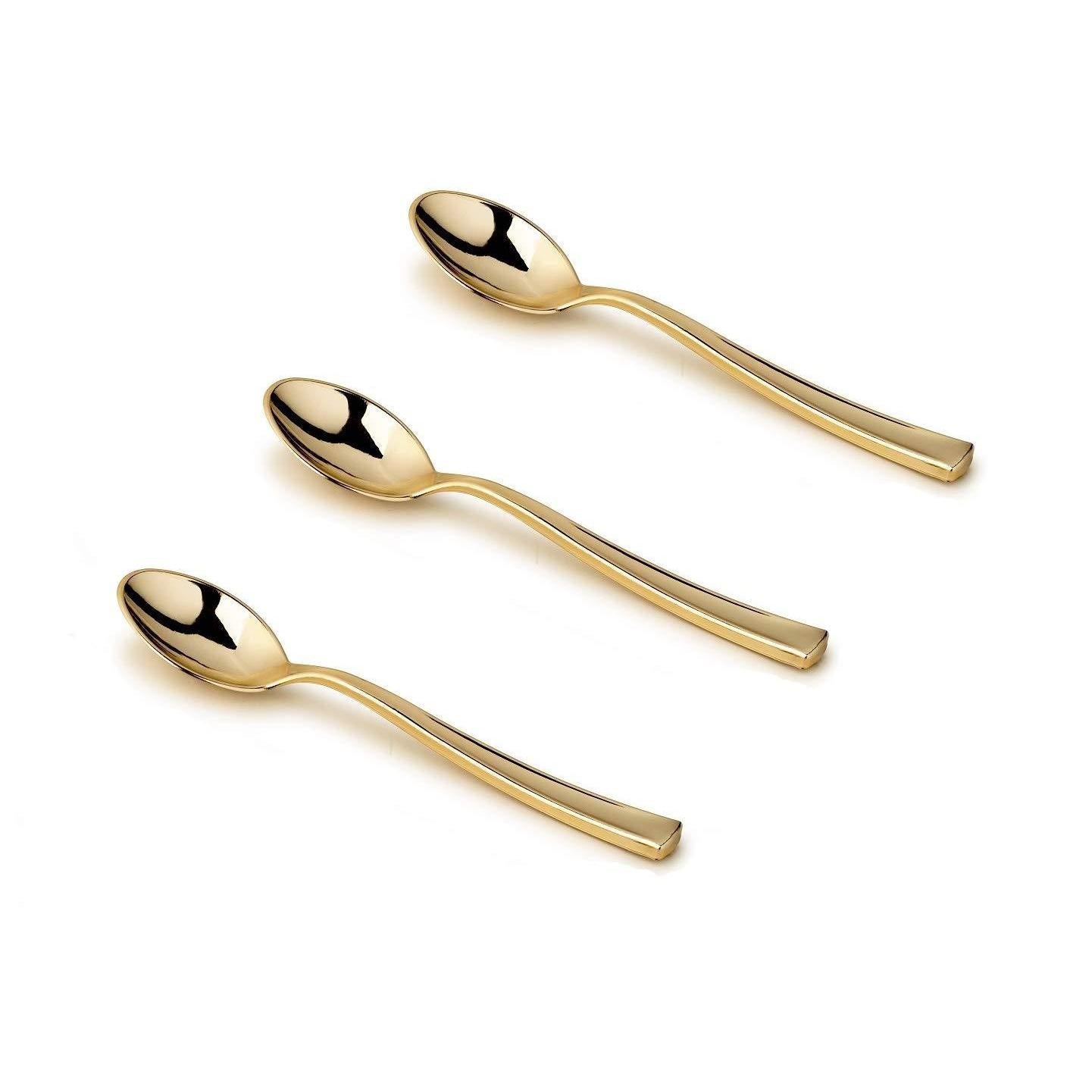 4 Inch Mini Gold Plastic Tasting Spoons - 24 Pack Small Sampling Spoons for Ice Cream, Desserts, Coffee Tasting, Parties & Catering Events
