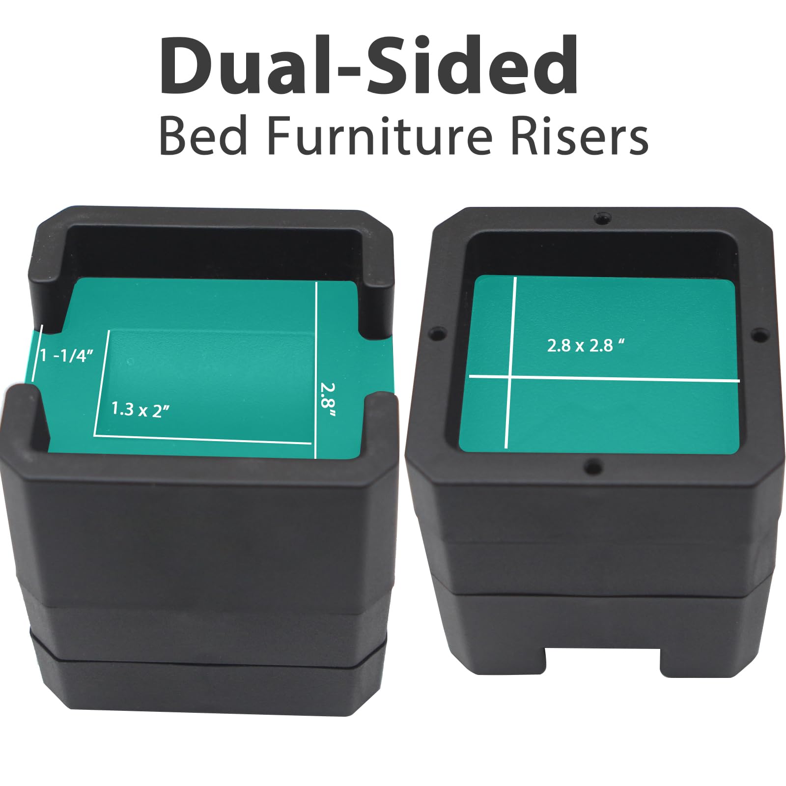 2 Inch Heavy Duty Bed Risers - Adjustable Bed Lifts for Casters & Wheels - Supports Up to 6000lbs - Perfect for Bed Frames, Furniture, Tables, Sofas & Couches - Ideal for Dorm Rooms, Home Offices & Guest Bedrooms